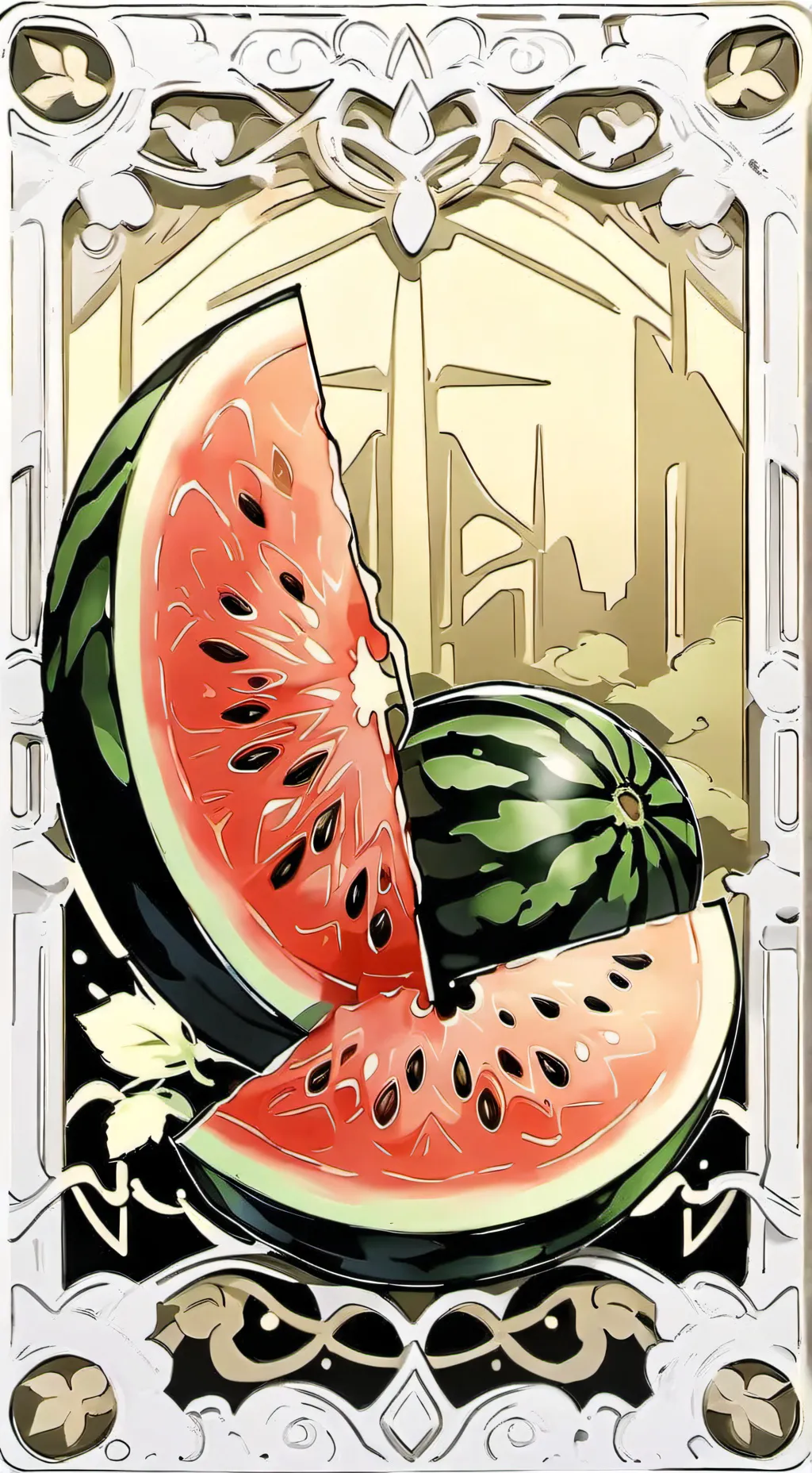 ai character: Watermelon background