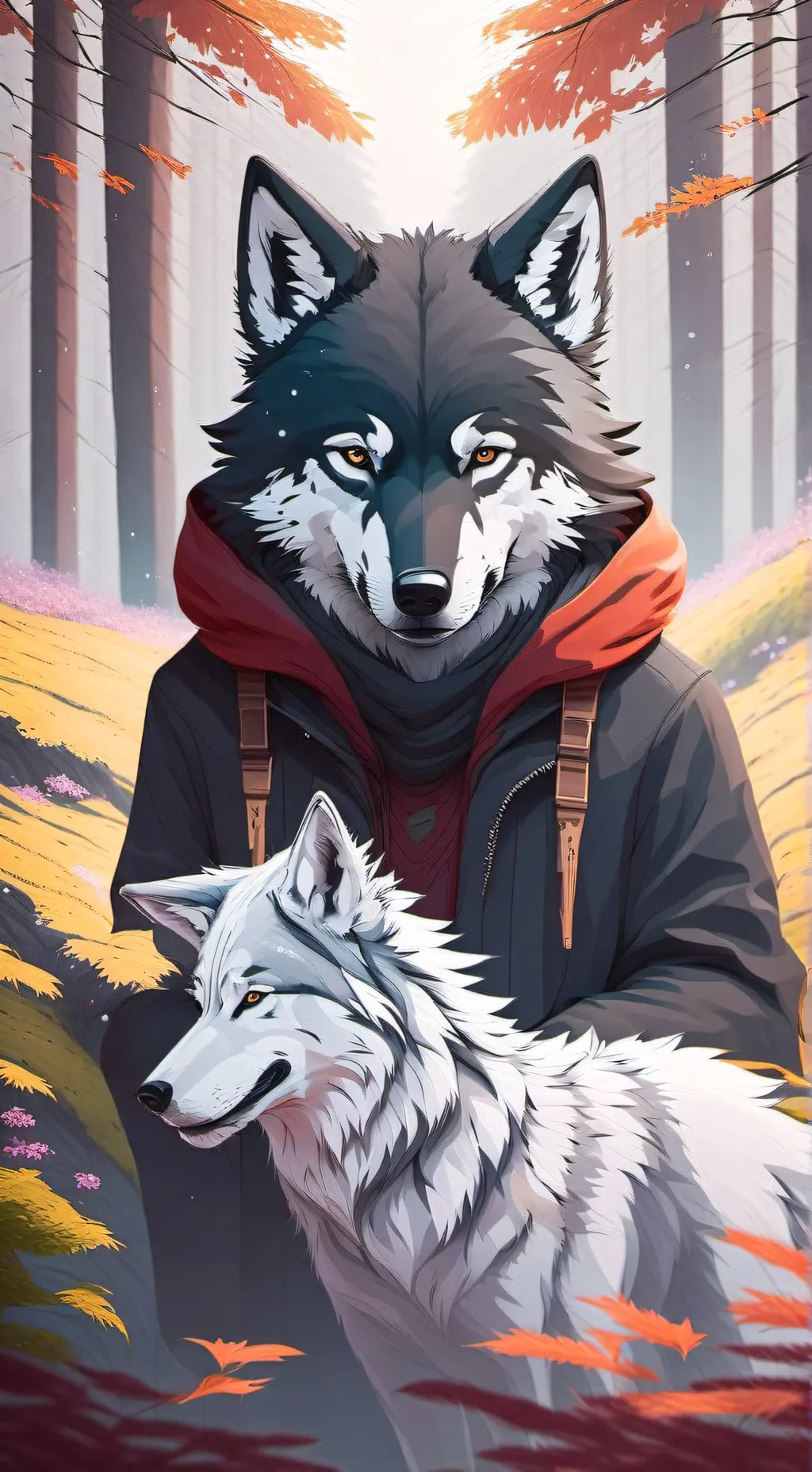 ai character: Wolf furry aliens background