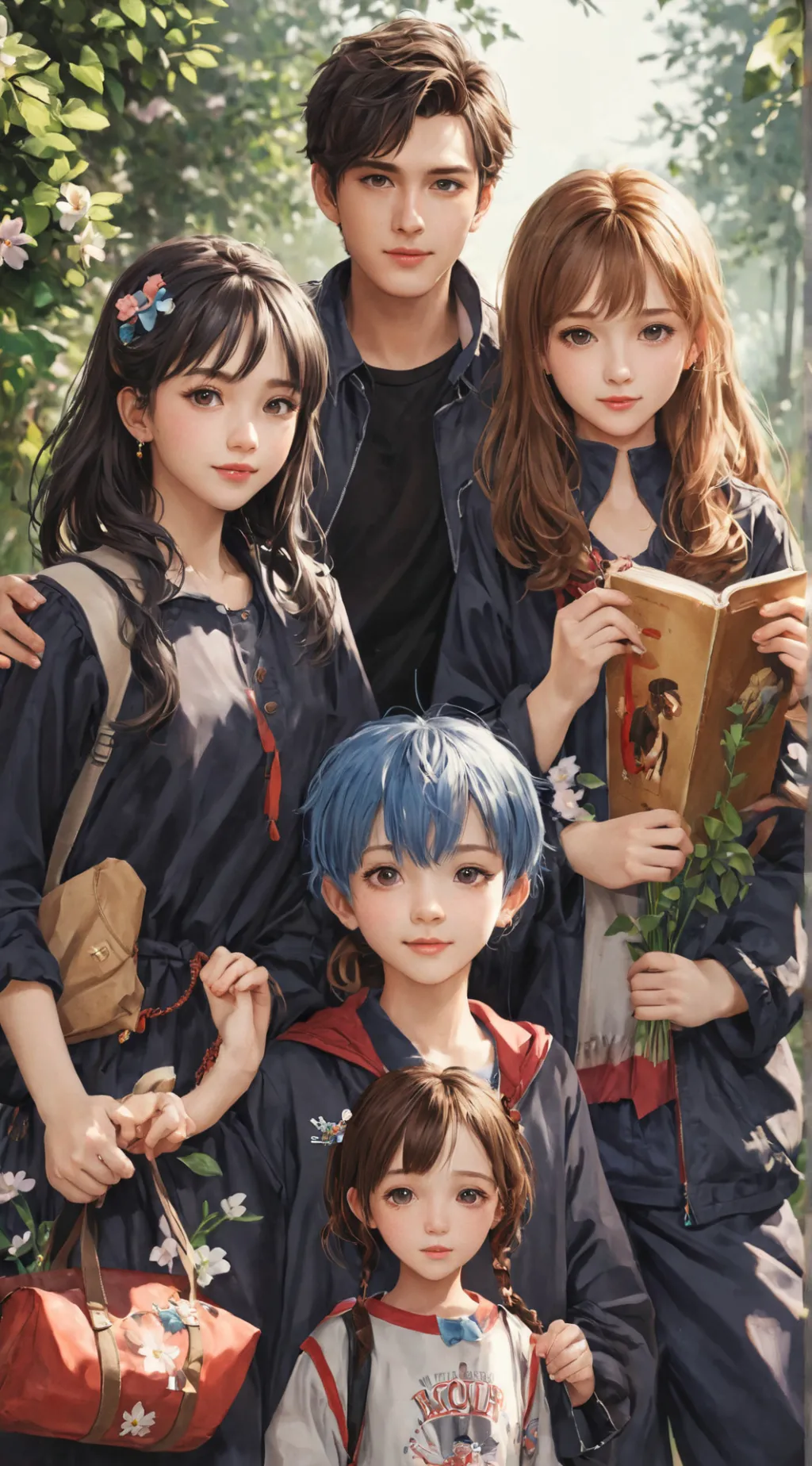 ai character: 4 kids background