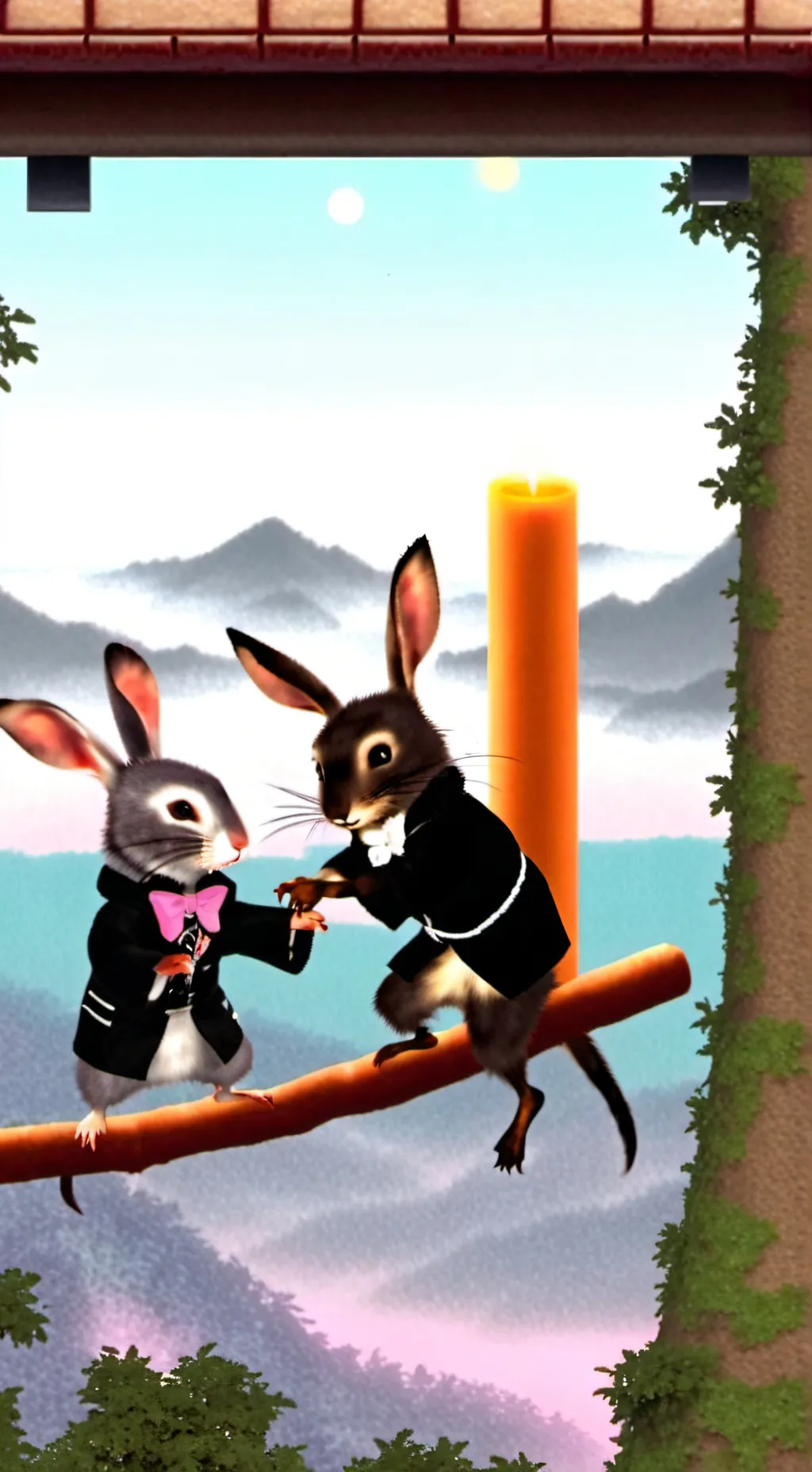 ai character: Conejo vs rata background