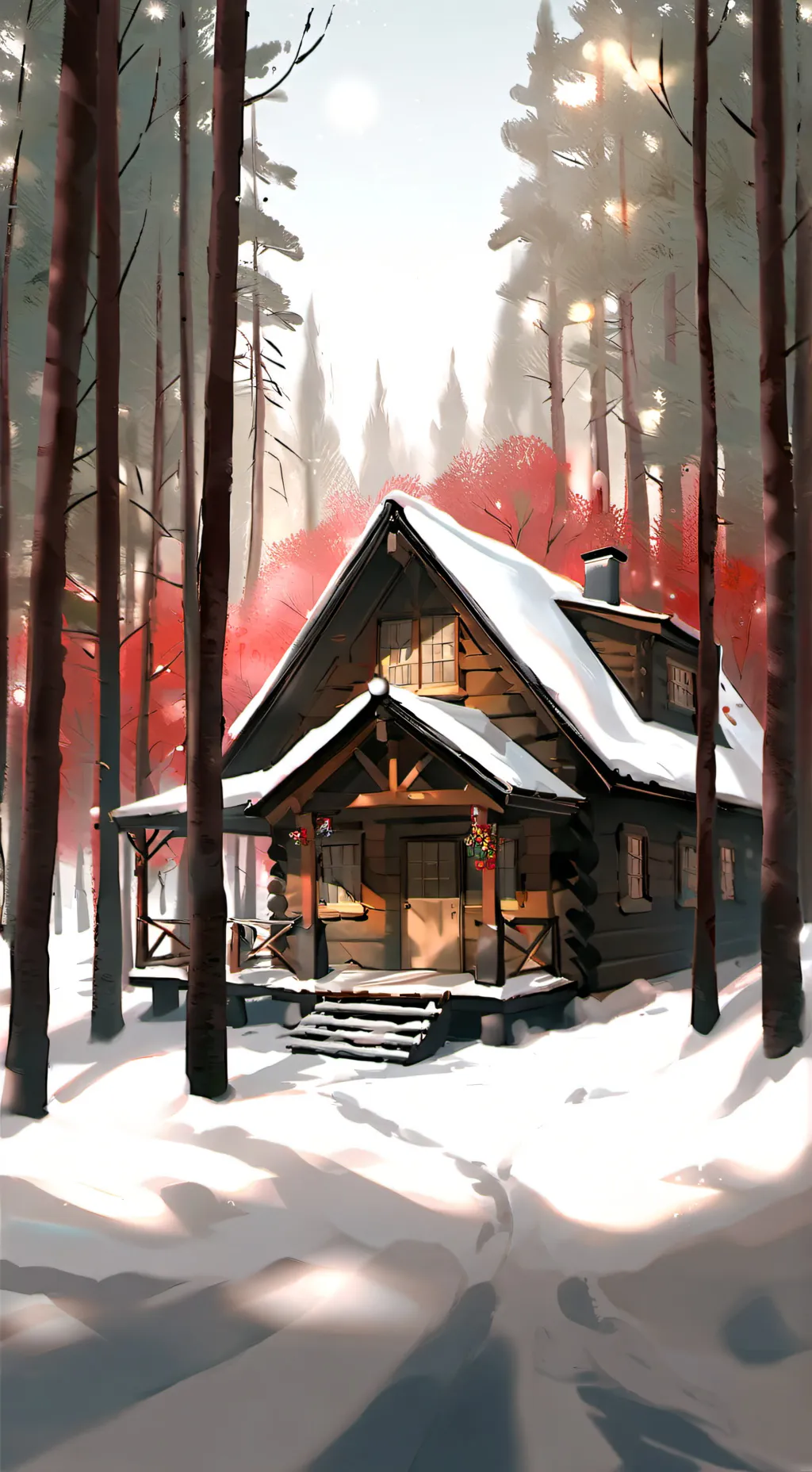 ai character: Mha Winter Cabin background