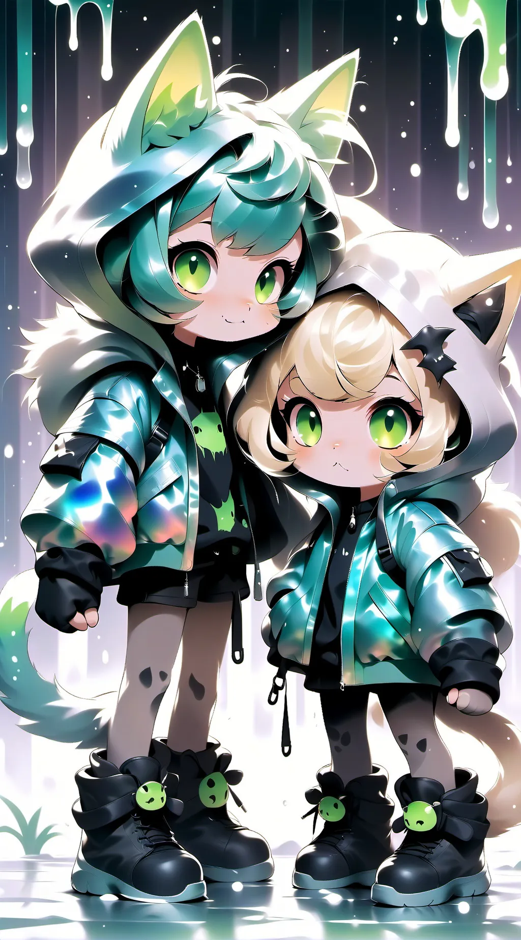 ai character: Bakudeku as cats background