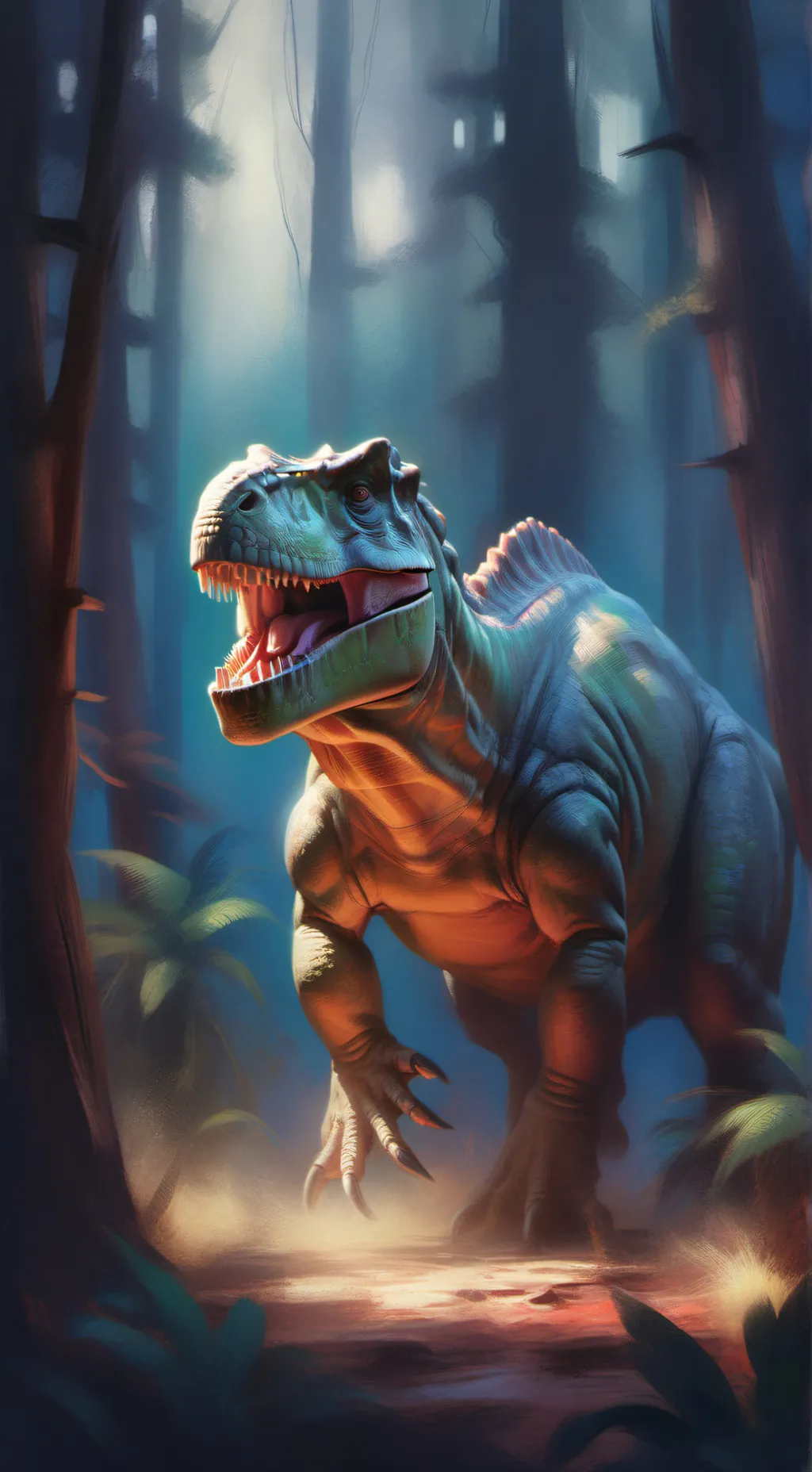 ai character: Bosque jurasico background