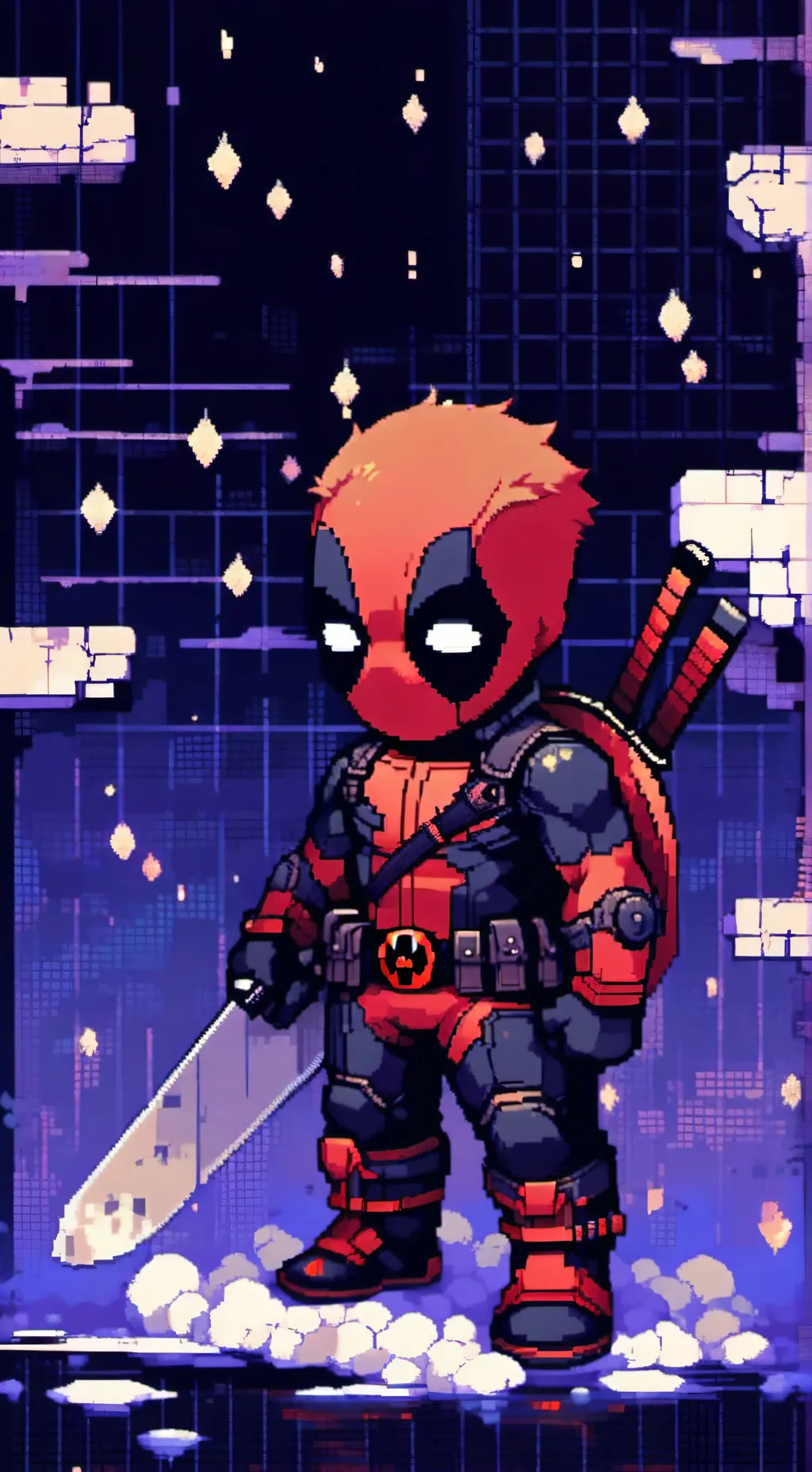 ai character: Baby deadpool  background