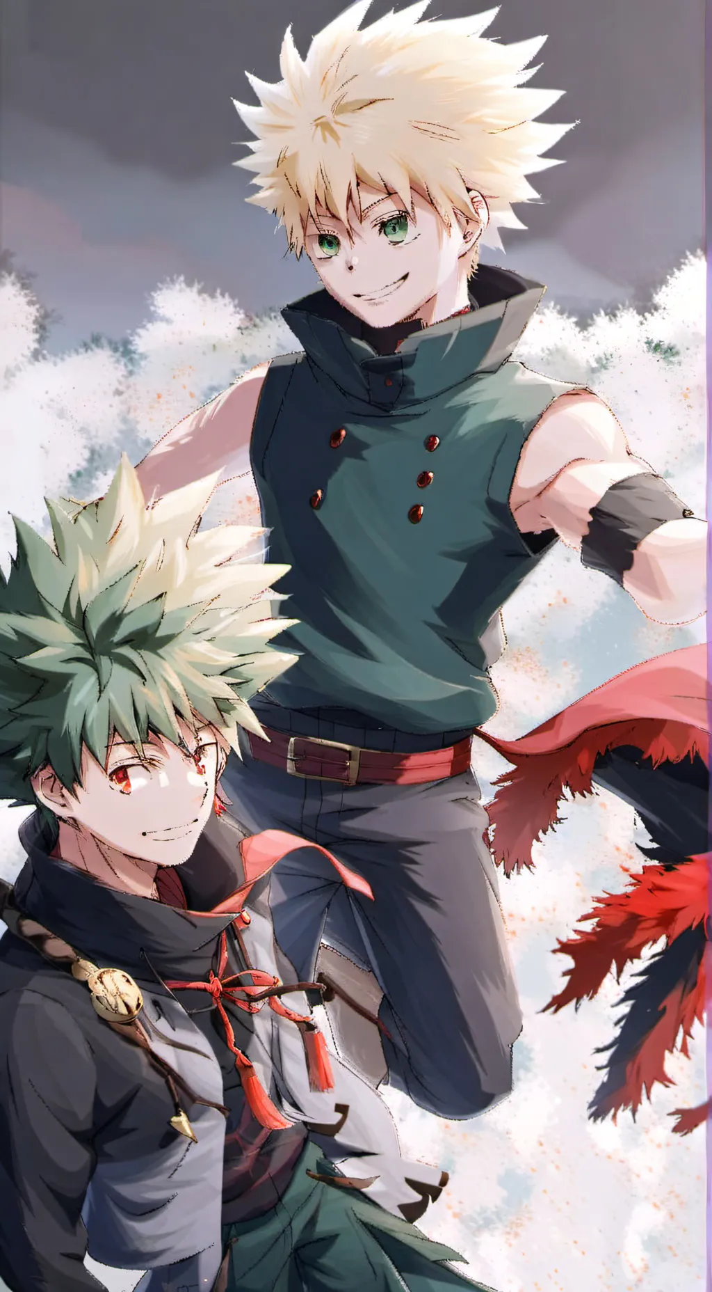 ai character: deku and bakugo  background