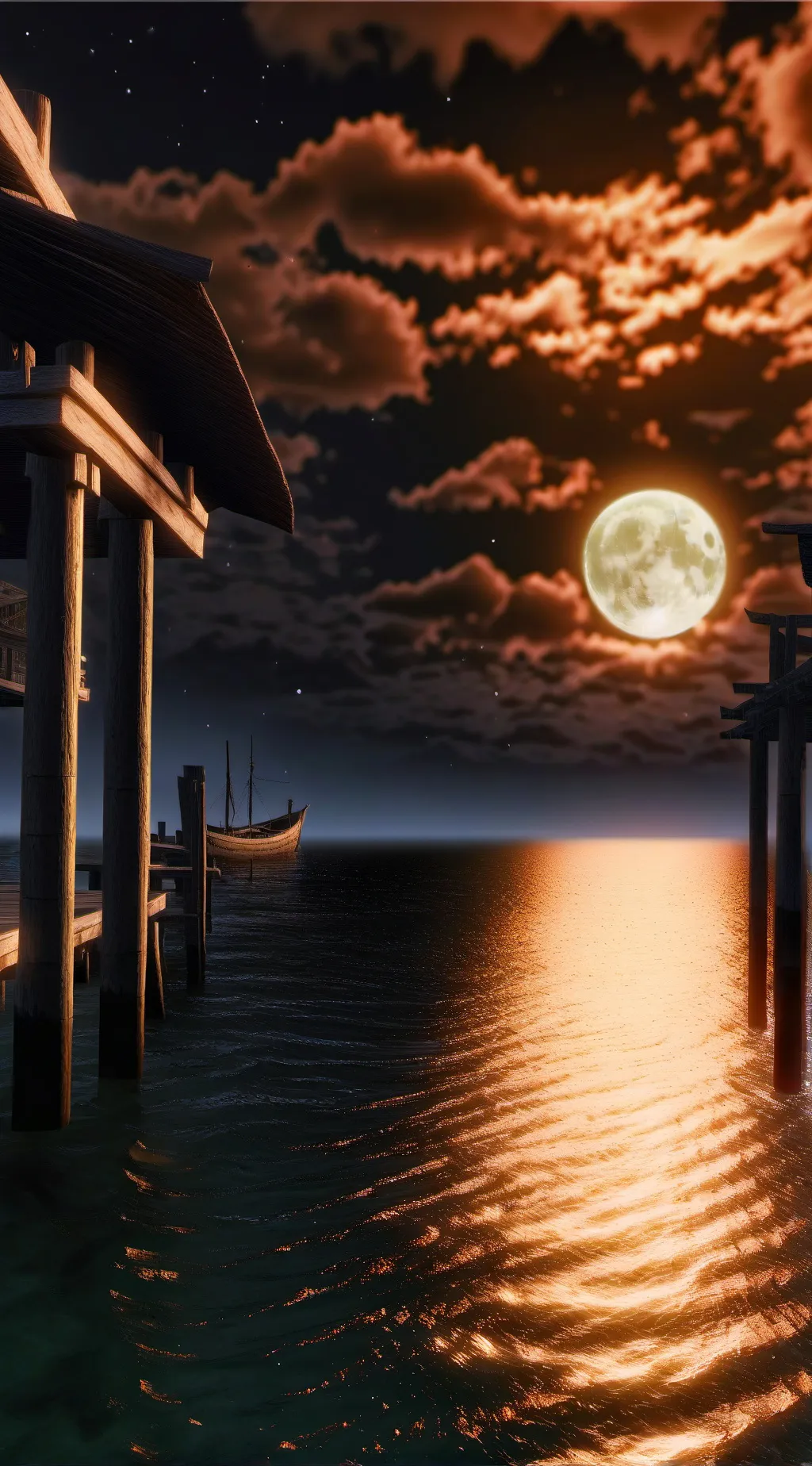 ai character: Mha night fishing  background