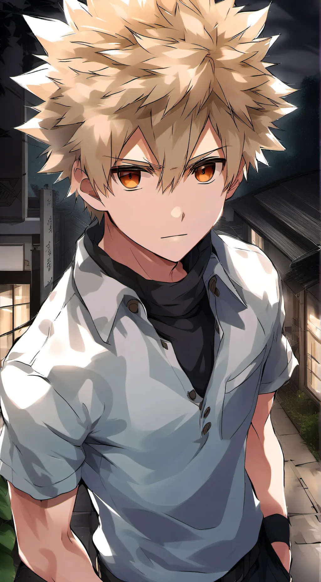 ai character: Katsuki Bakugo  background