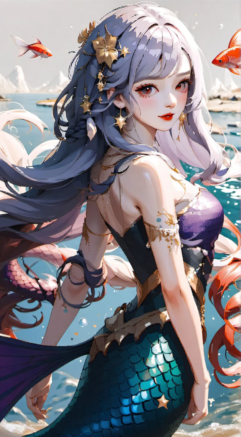 ai character: MHA mermaid background