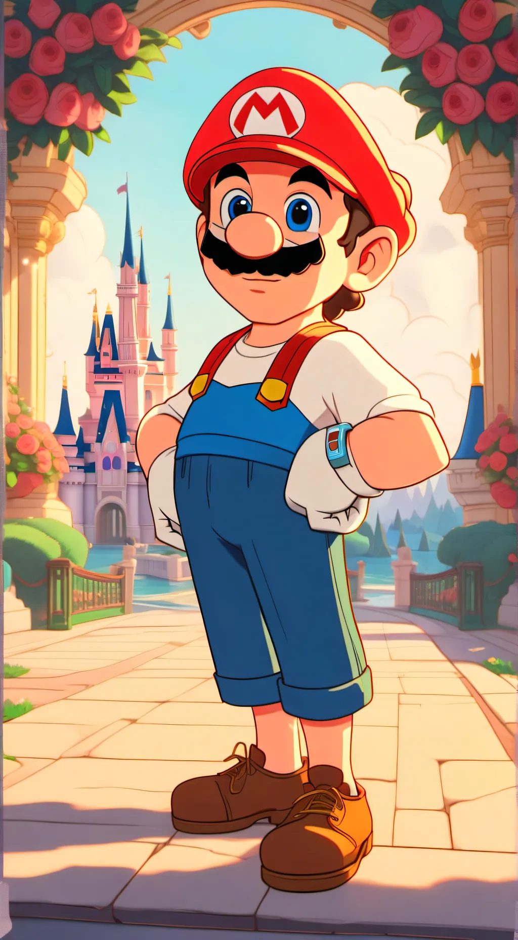 ai character:  Mario Disney  background