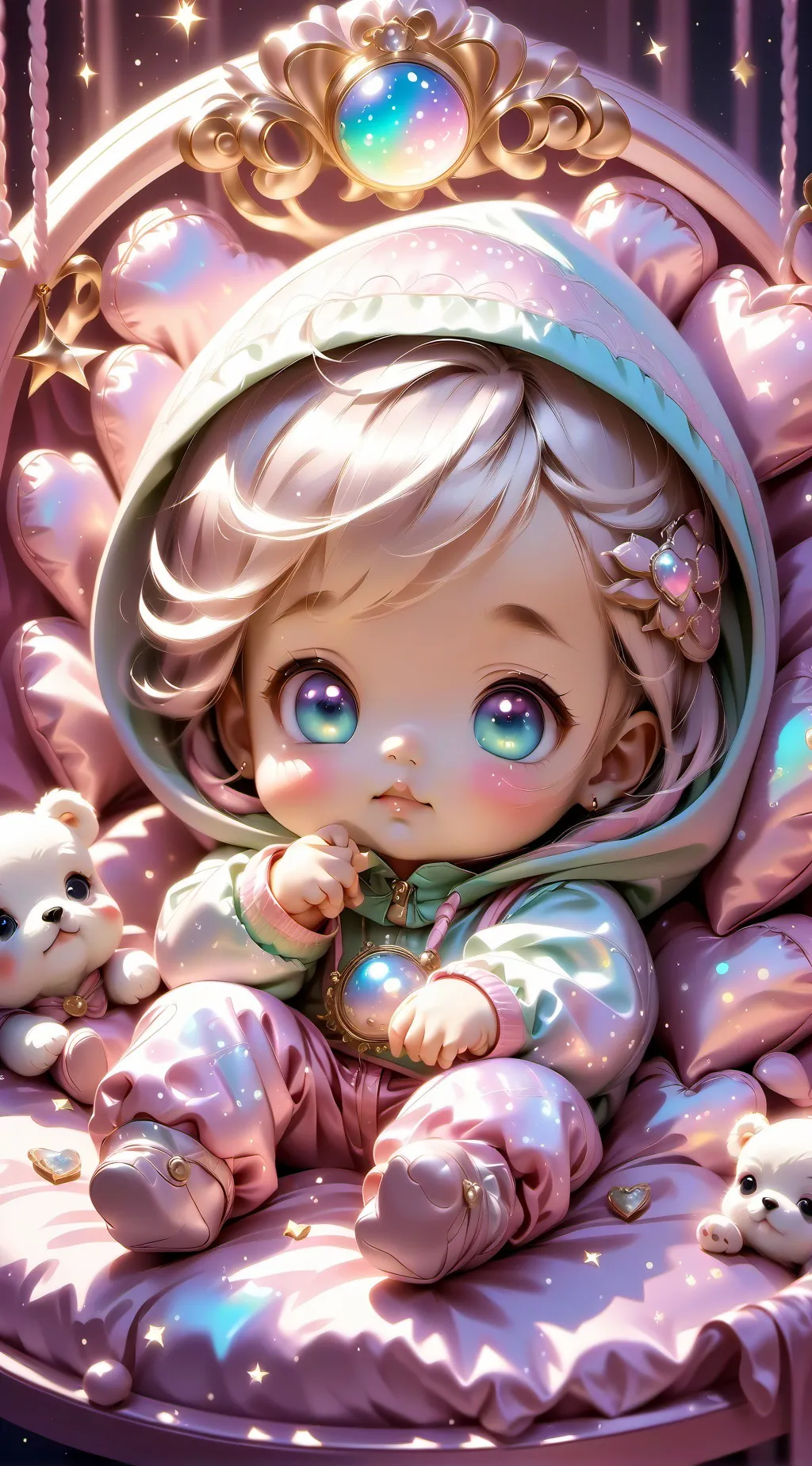 ai character: barbie baby  background