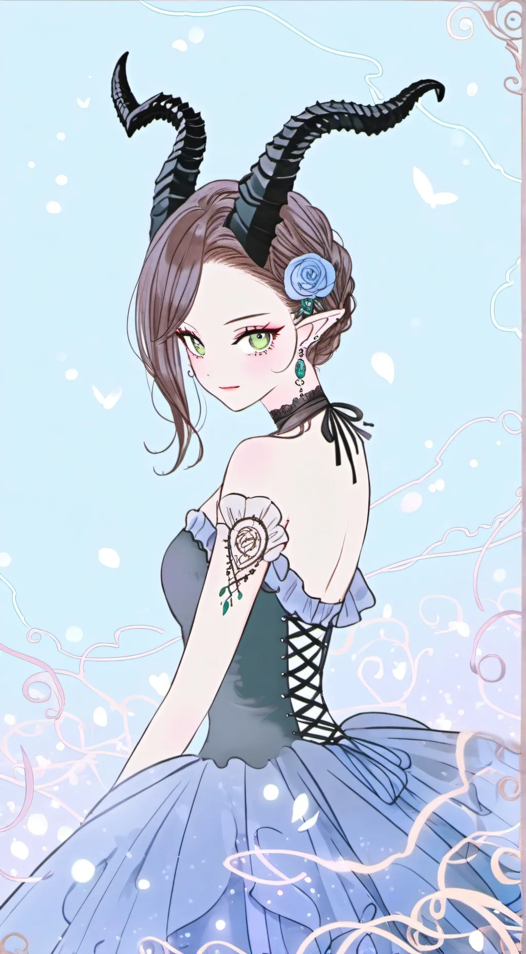 ai character: evil girl  background