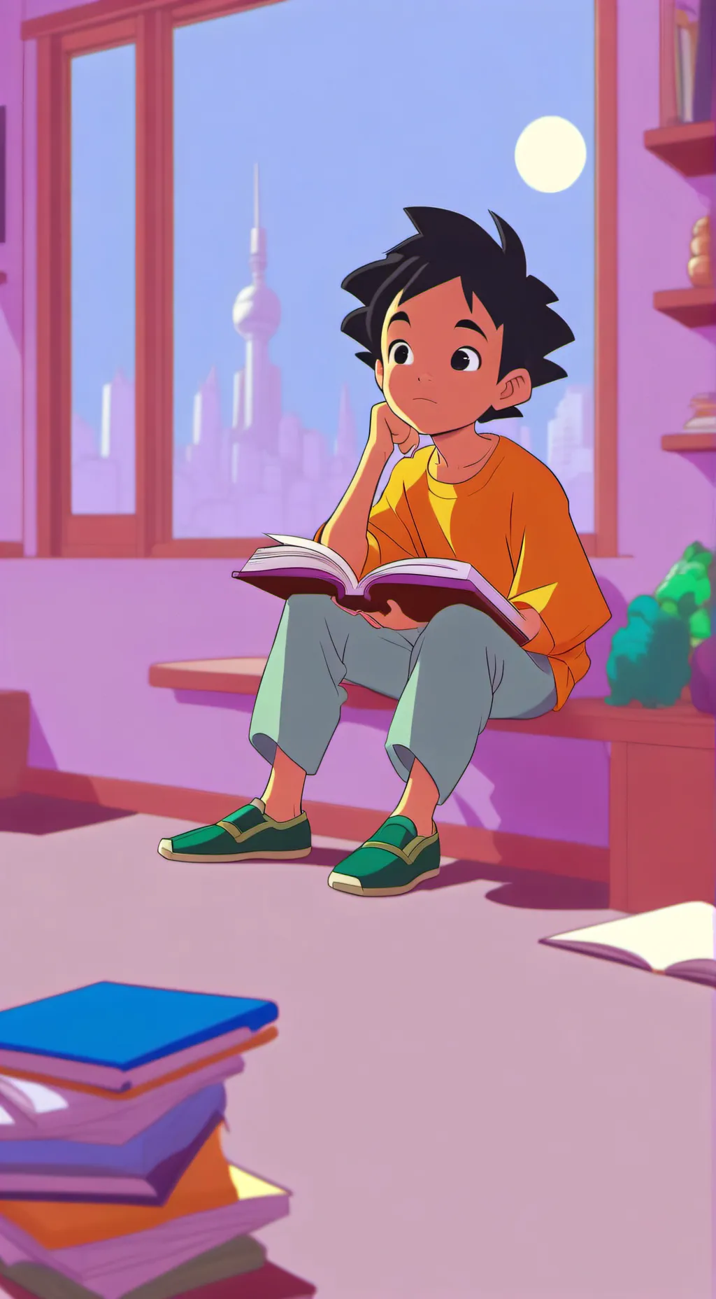 ai character: Akira toriyama  background