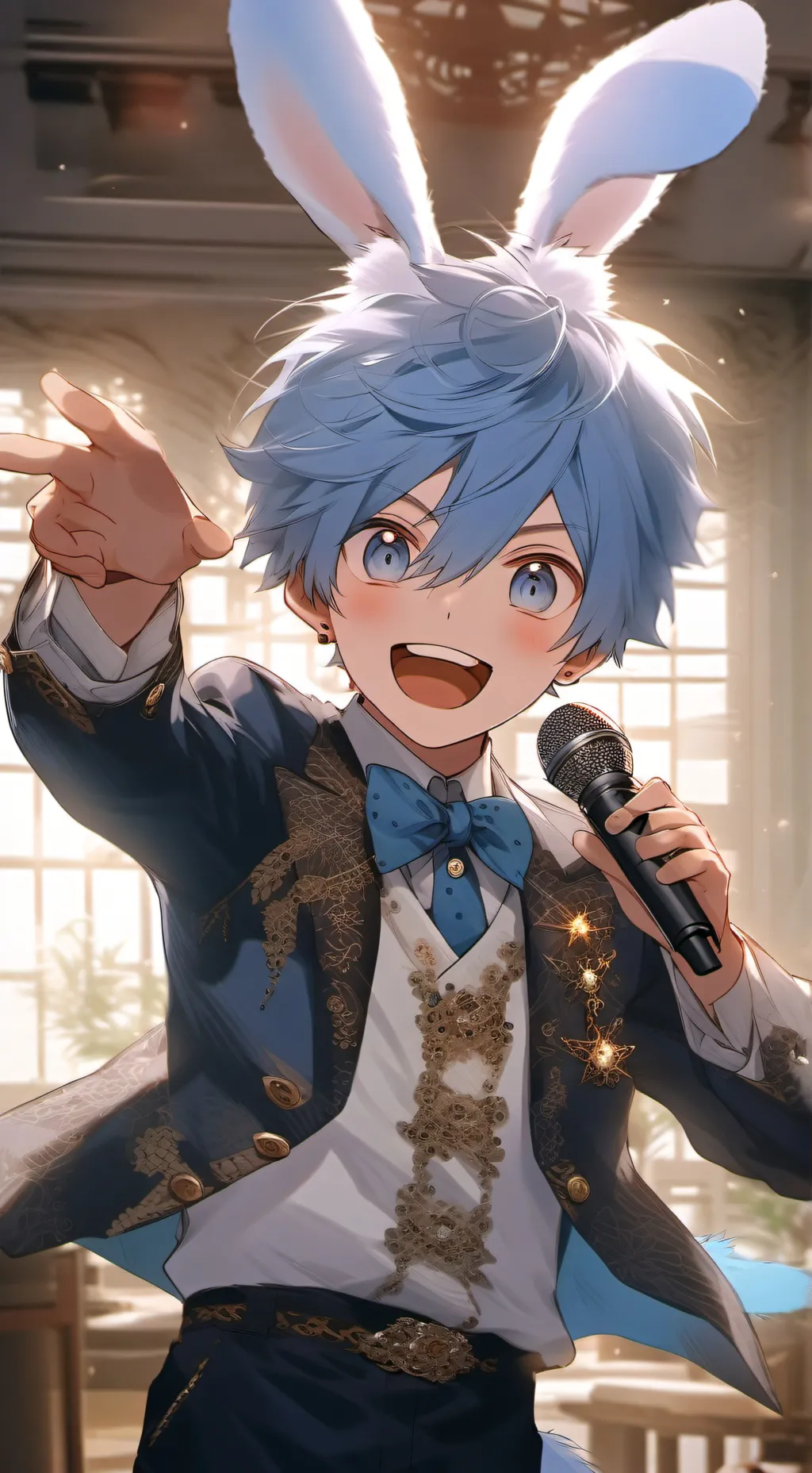 ai character: toy bunnie  background