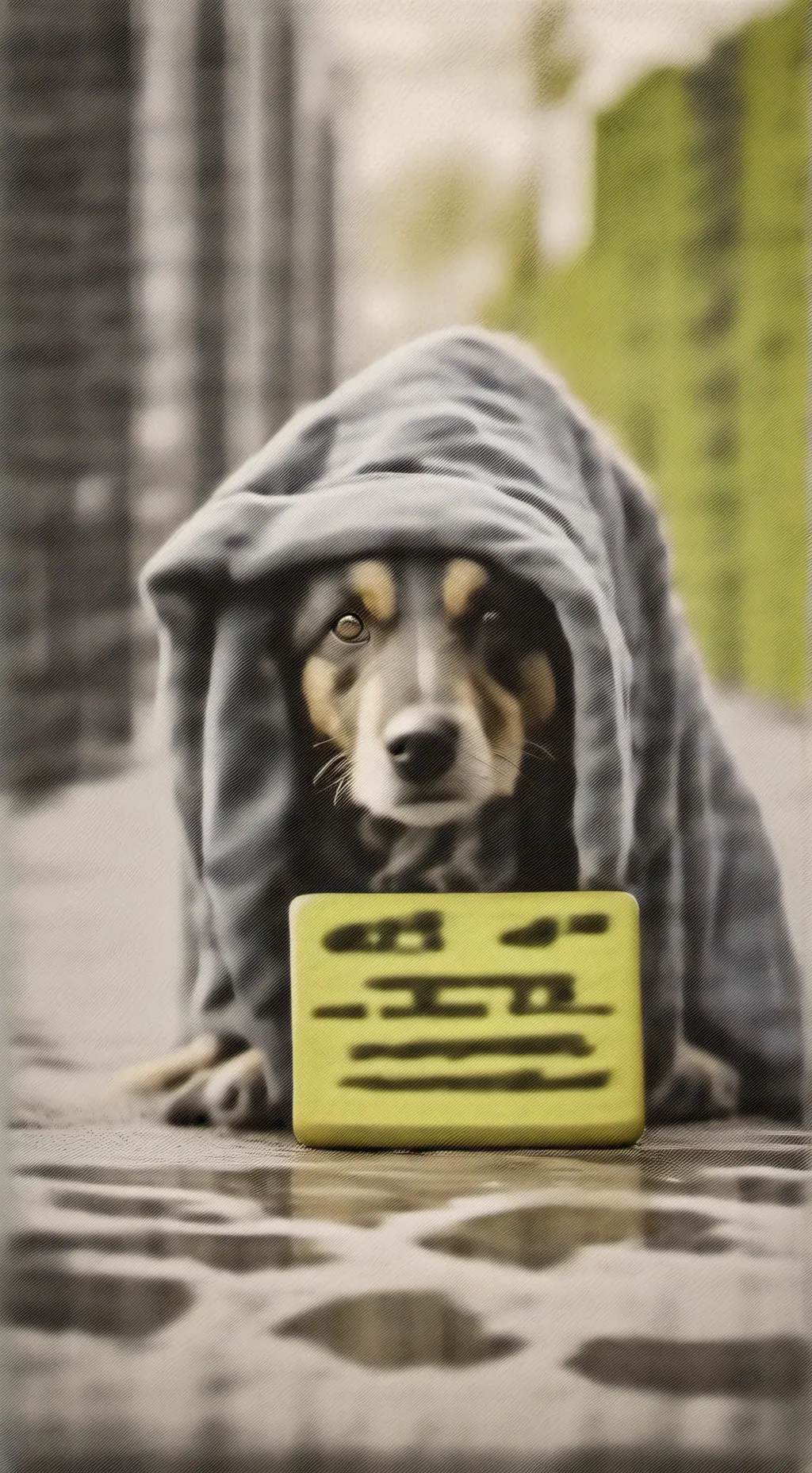 ai character: poor doggy  background