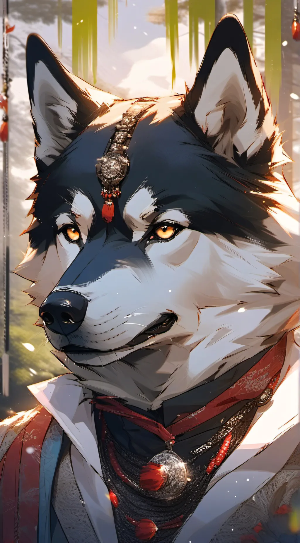 ai character: husky (requested)  background