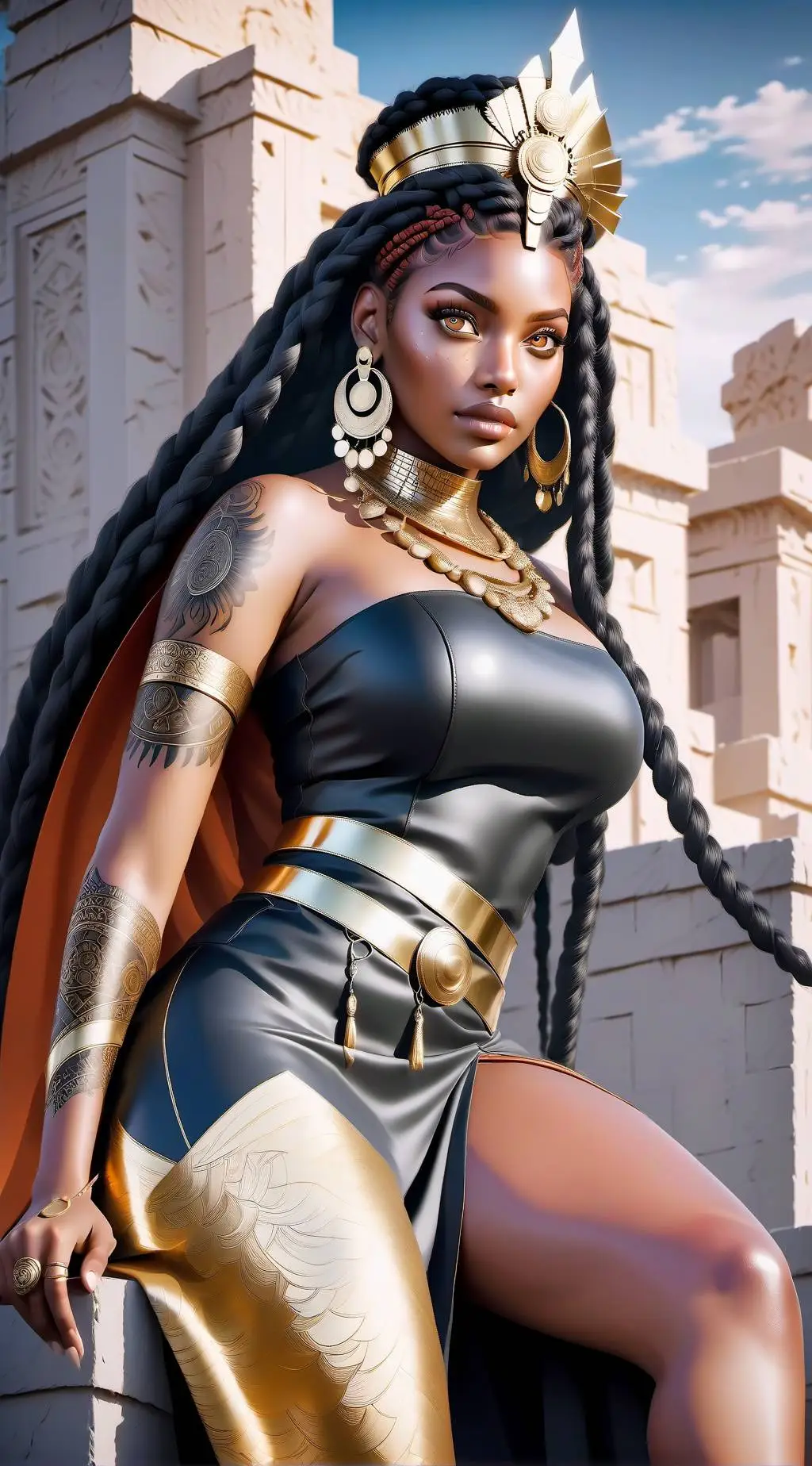 ai character: Rainha Núbia  background