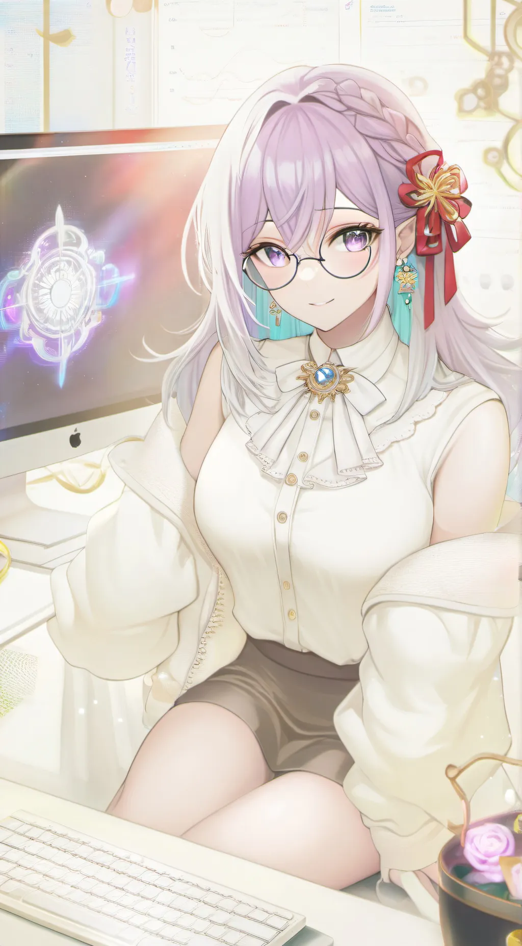 ai character: Violet background