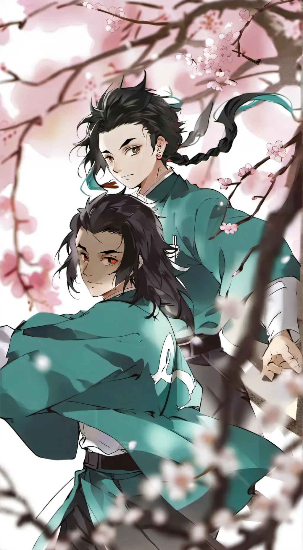 ai character: mui and yui naught background