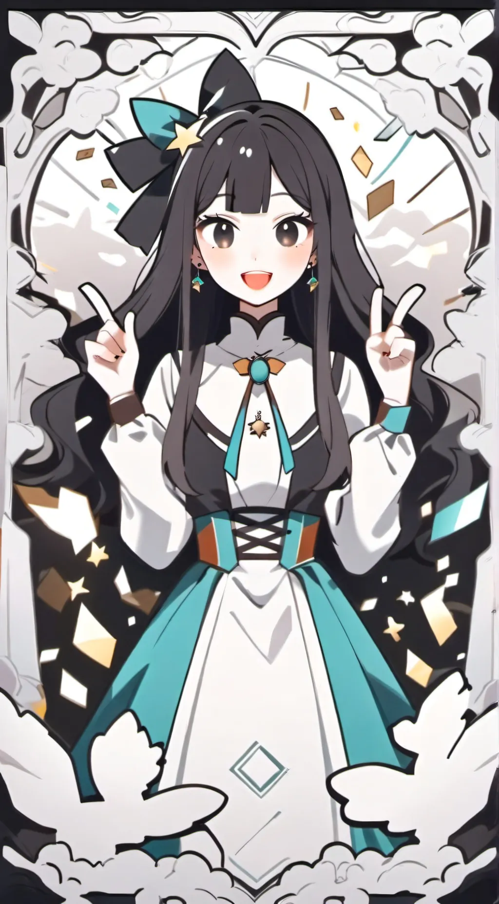 ai character: celebrating! background