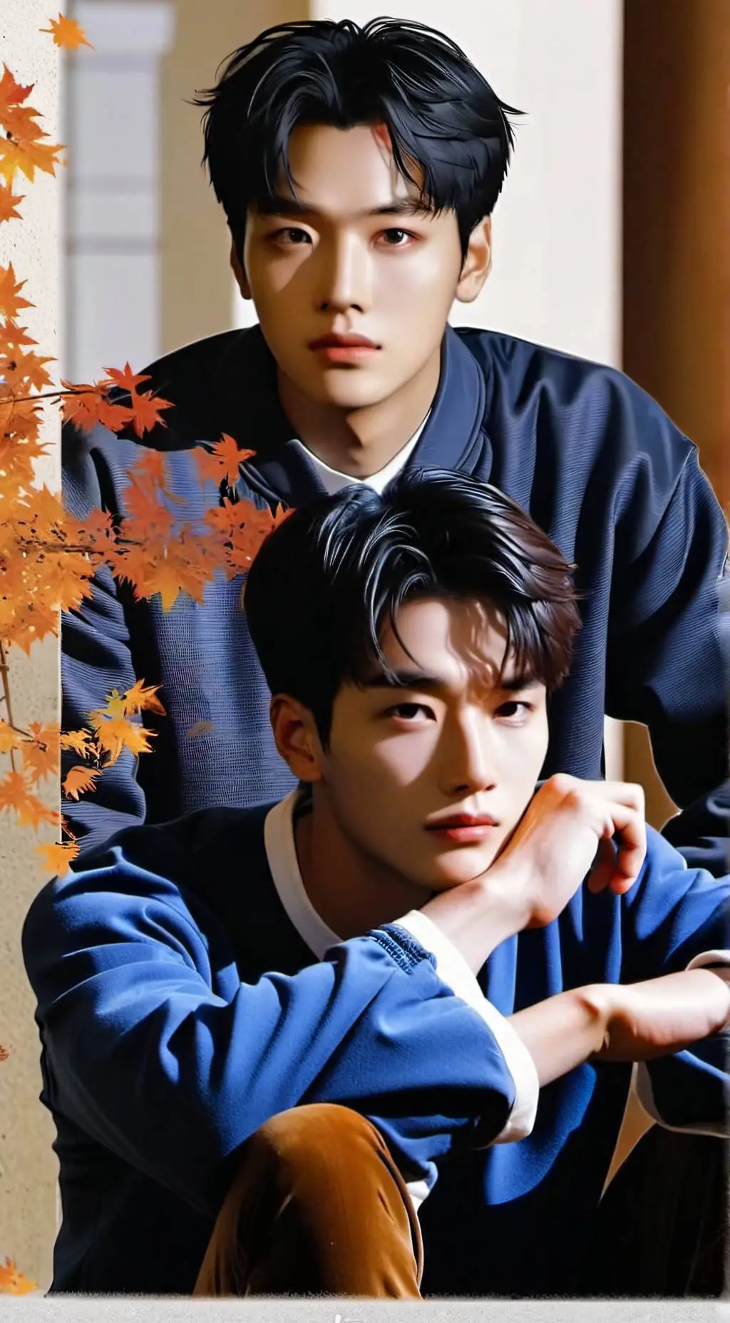 ai character: hyunjin and han  background