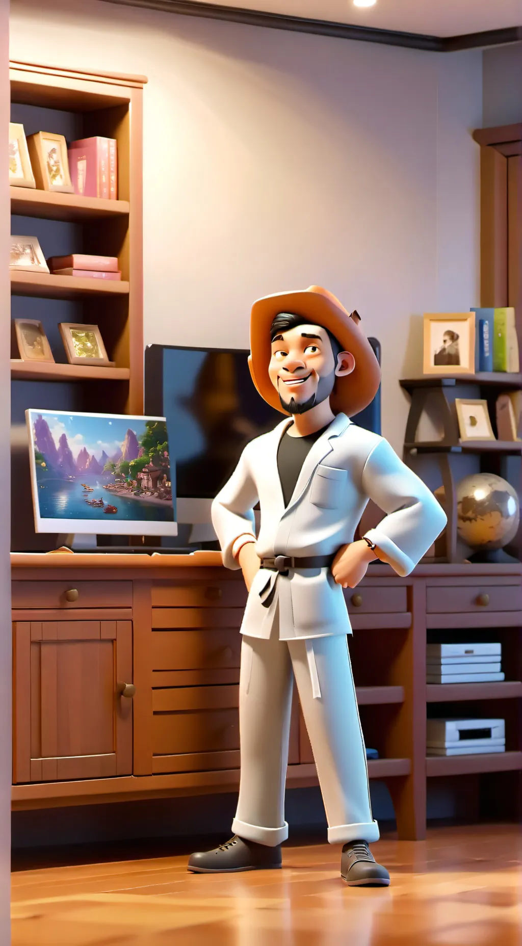 ai character: Emoji cat heat background