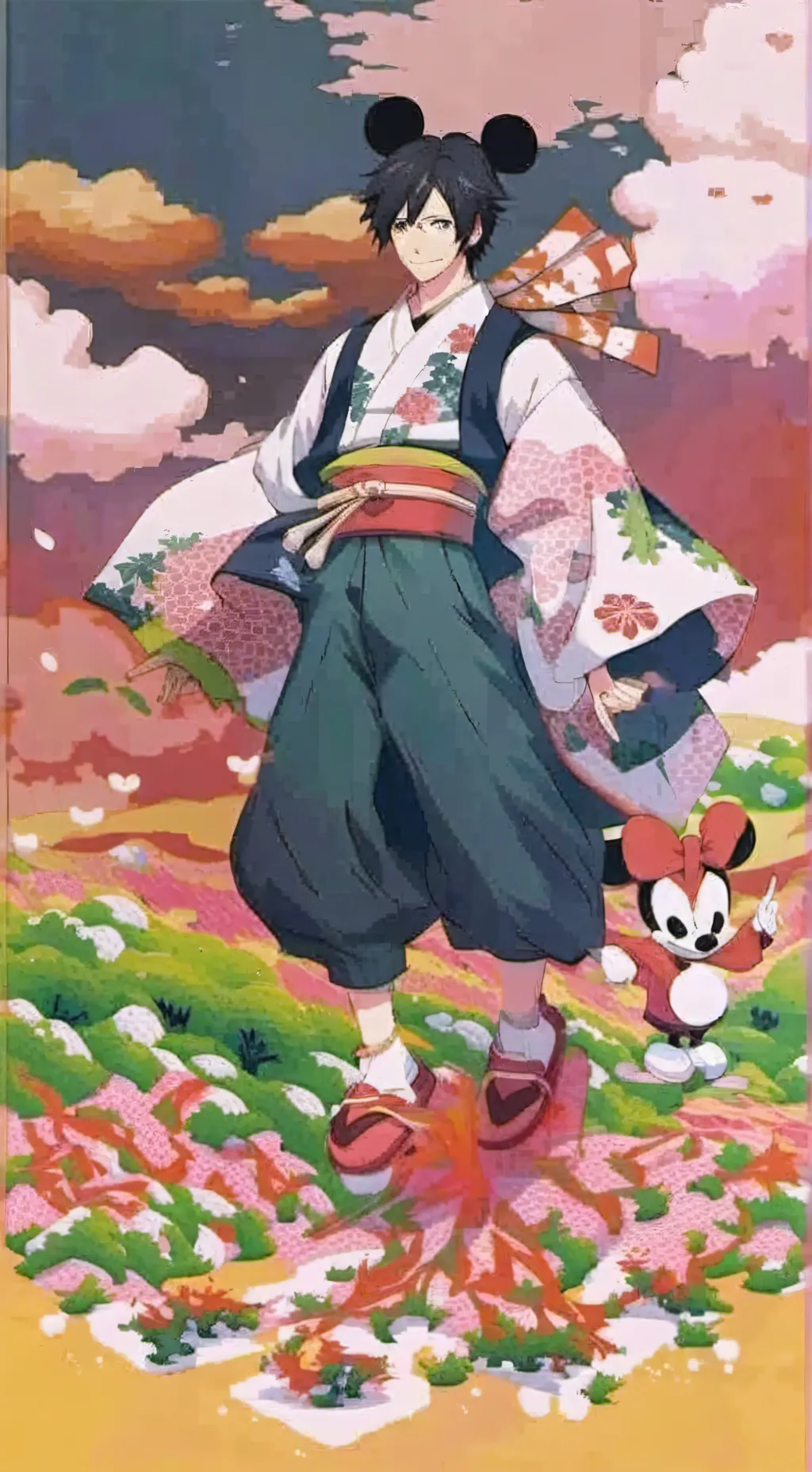 ai character: Japan Mickey Mouse background