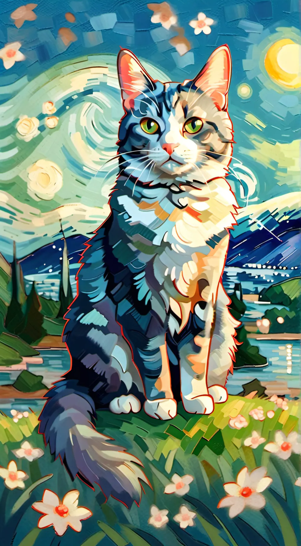 ai character: emoji cat movies background