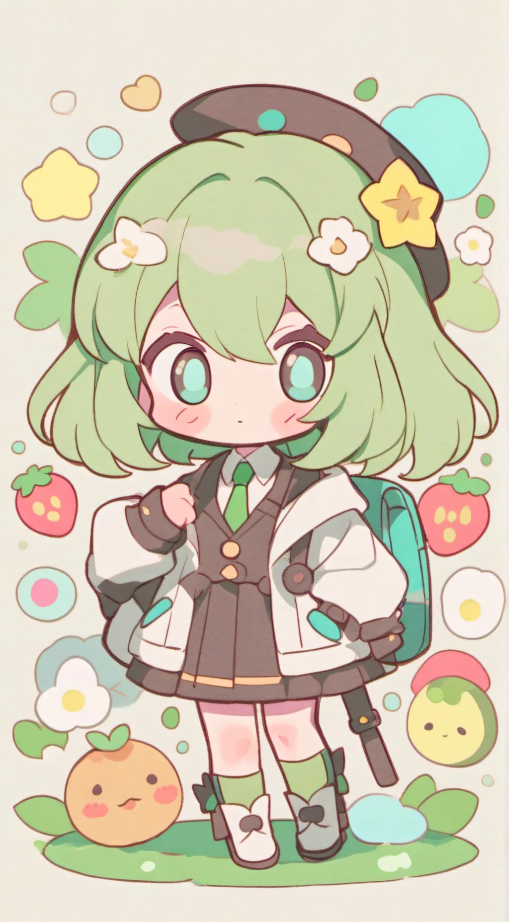 ai character: blossoms background