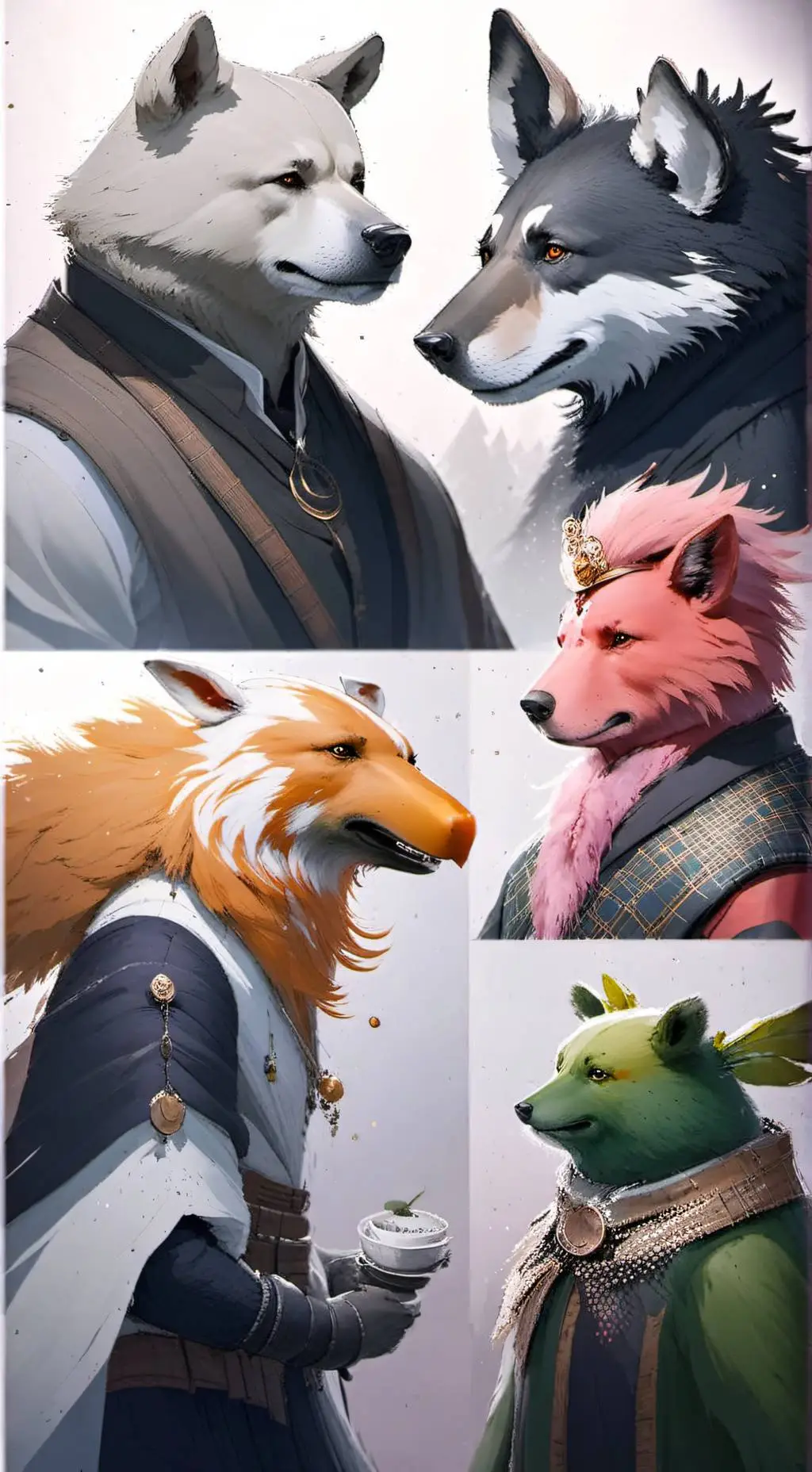 ai character:  smiling criters background