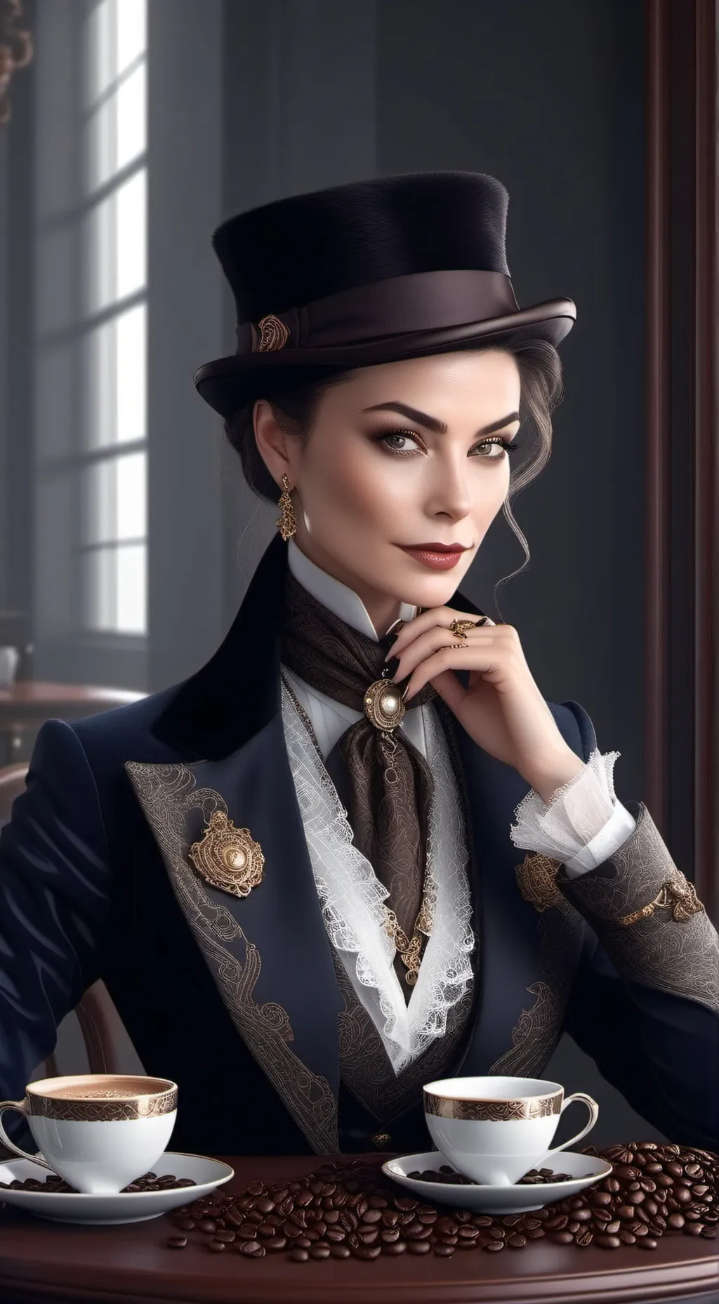 ai character: The Regal Coffee Connoisseur background