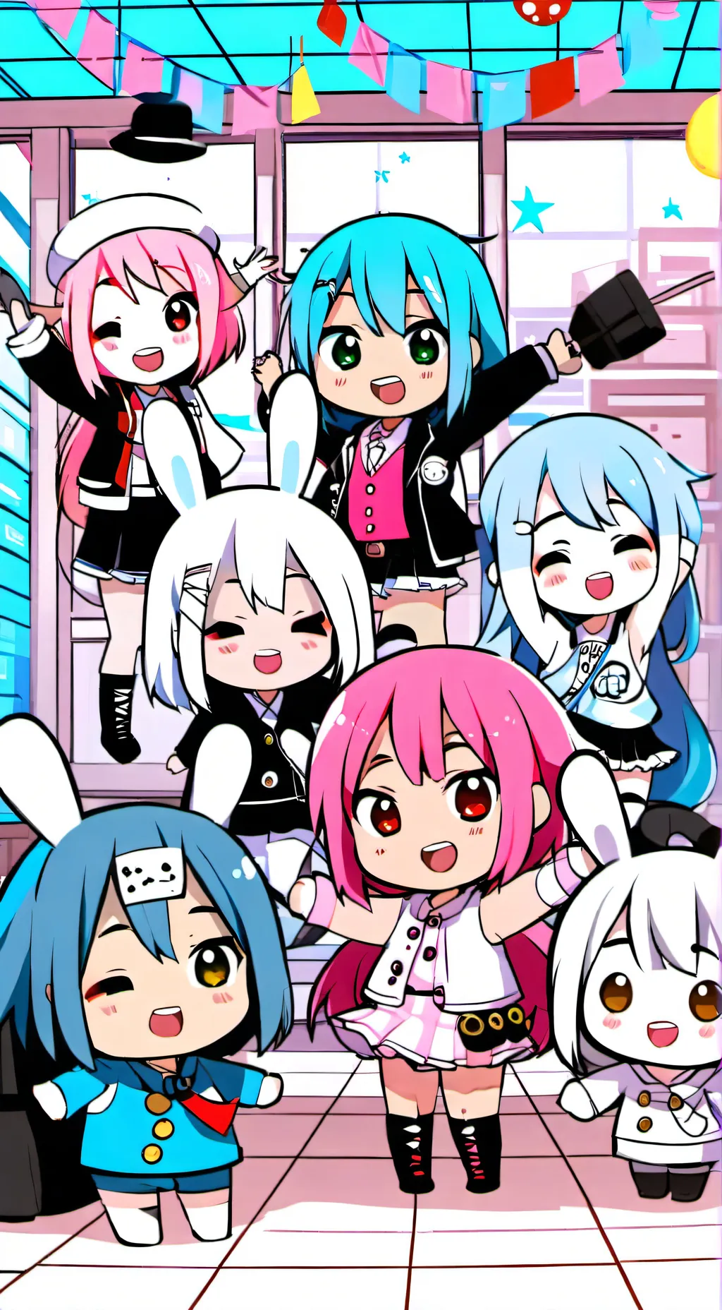 ai character: Happy sisters 🎀 background