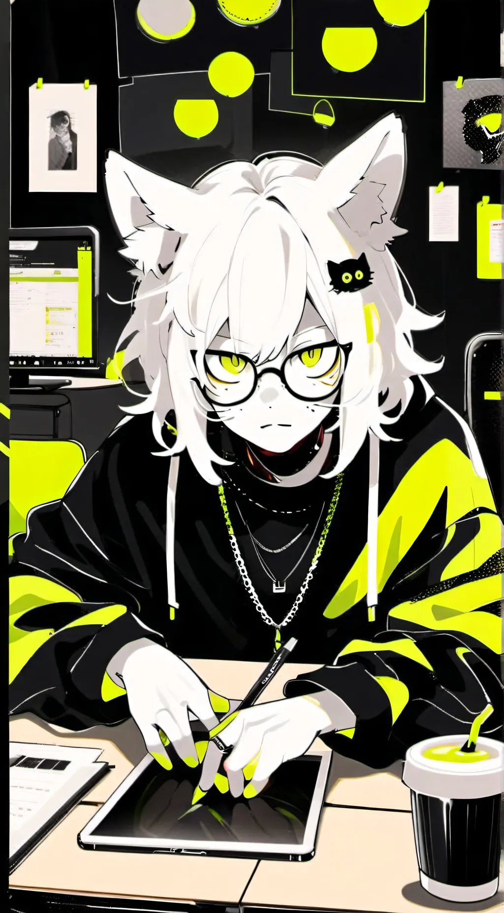 ai character: MemeMaster Meow background