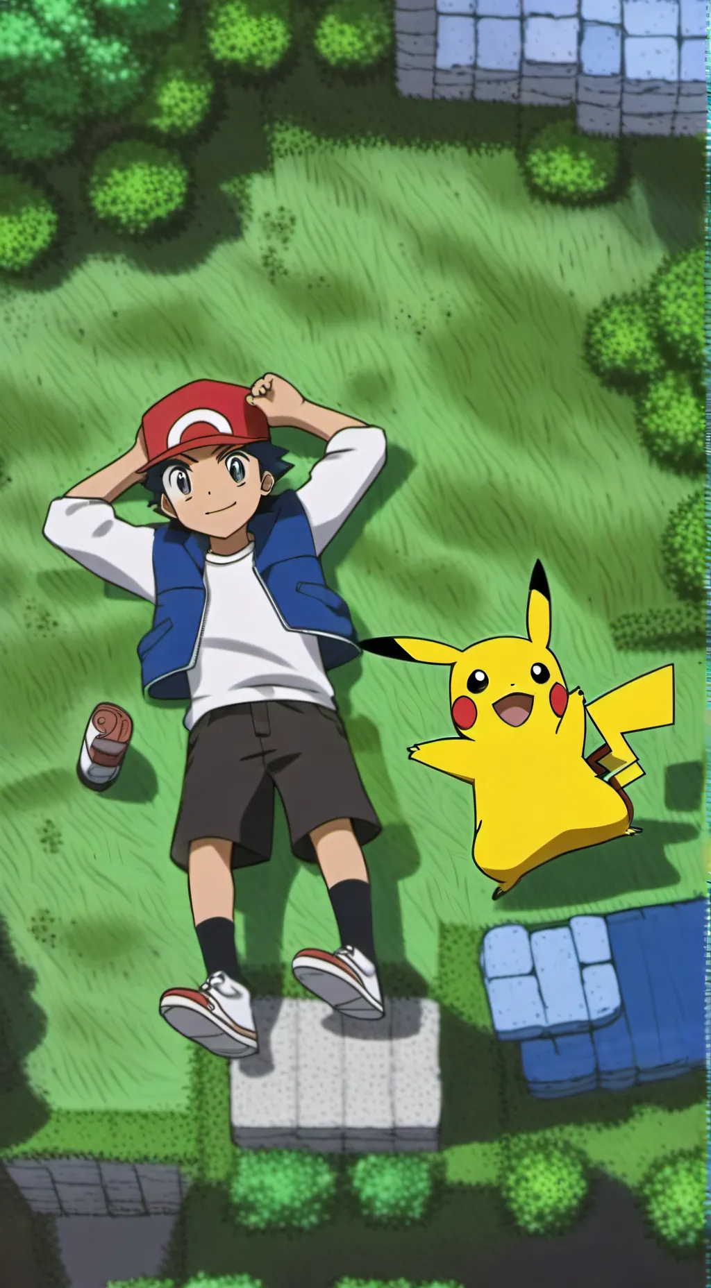 ai character: Ash and Pikachu background