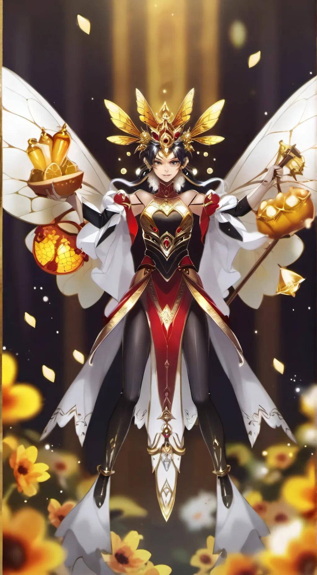 ai character: Regina reina abeja background