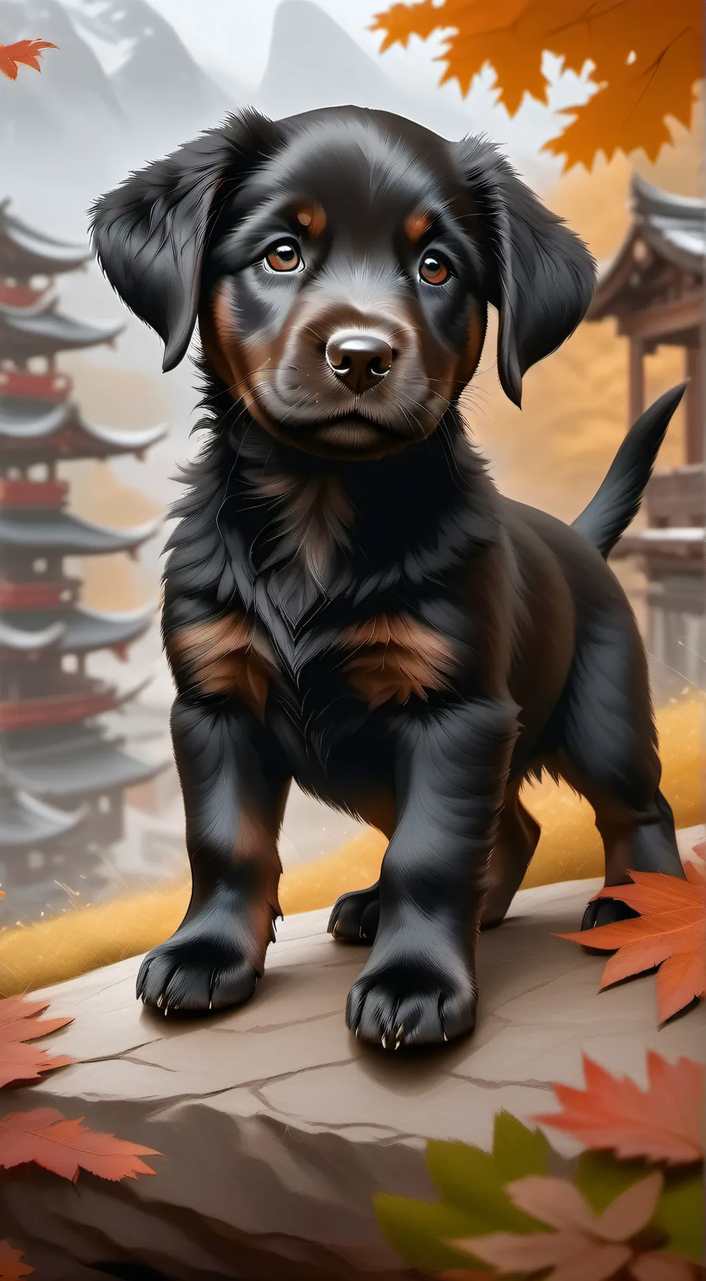 ai character: black puppy background
