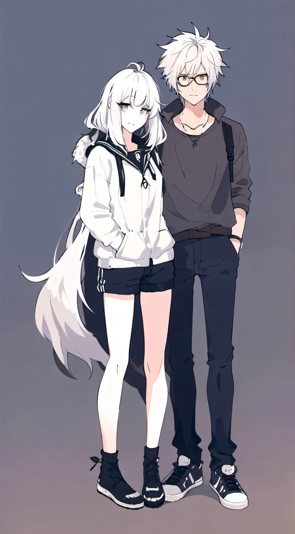 ai character: Emily y Max alfas background