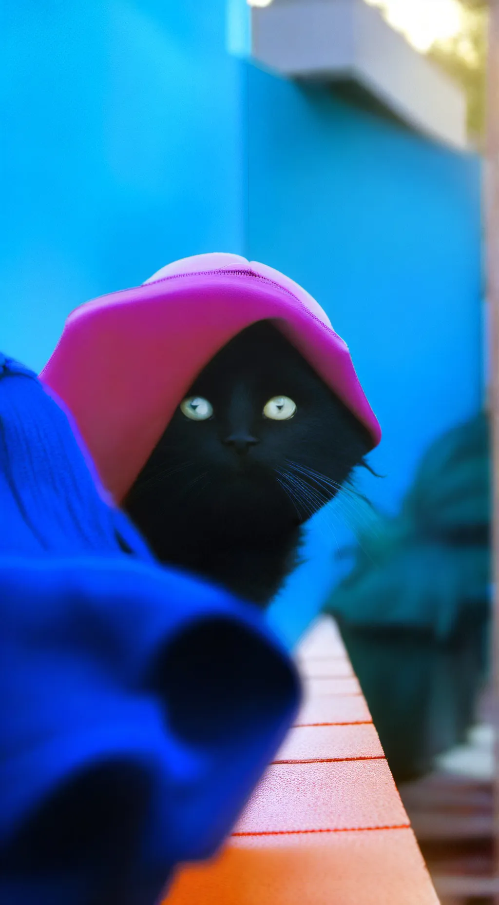 ai character: cameraman cat town background