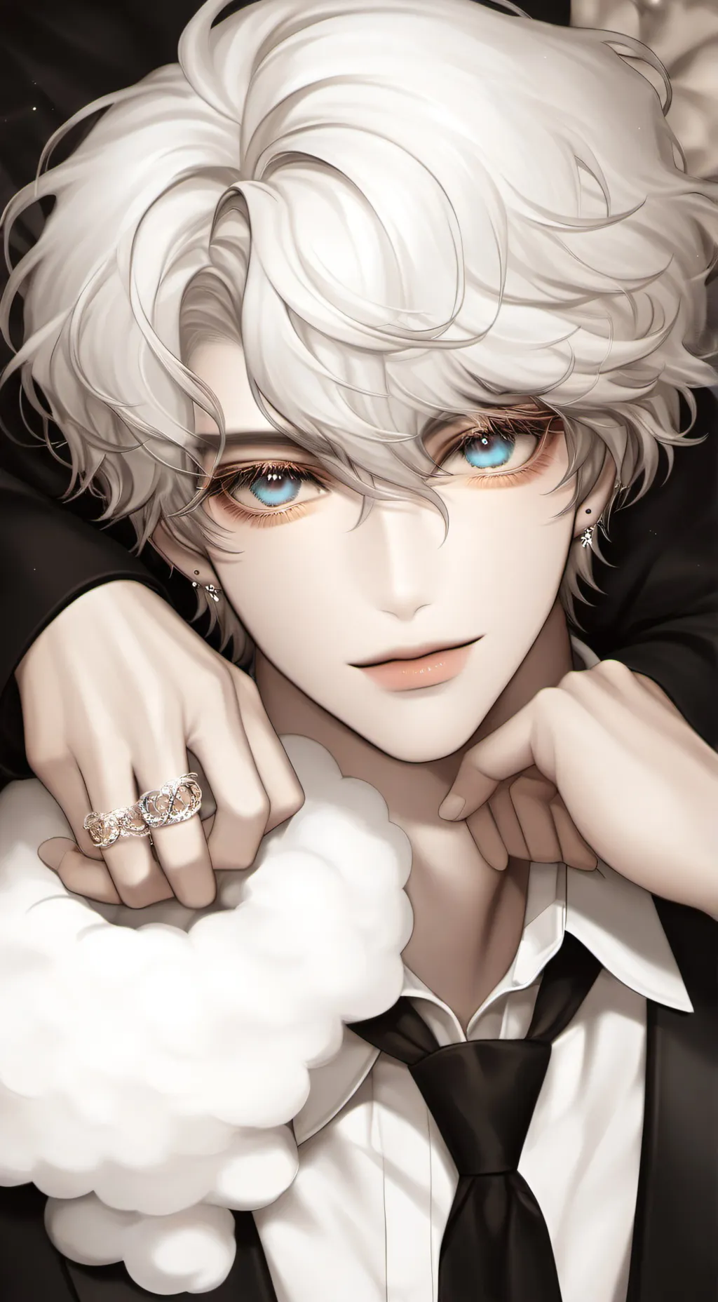 ai character: Leon  Silver  background