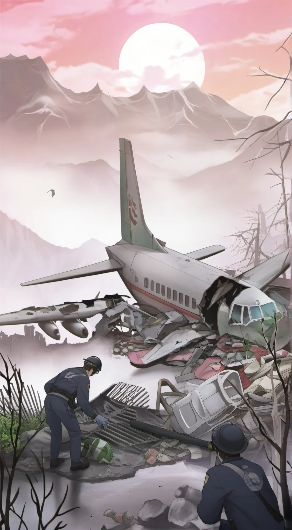 ai character: HH plane crash background