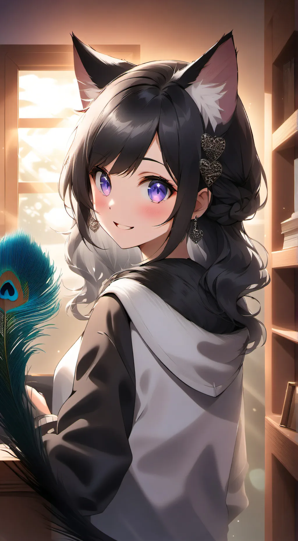 ai character: Peacock Tail Furry background