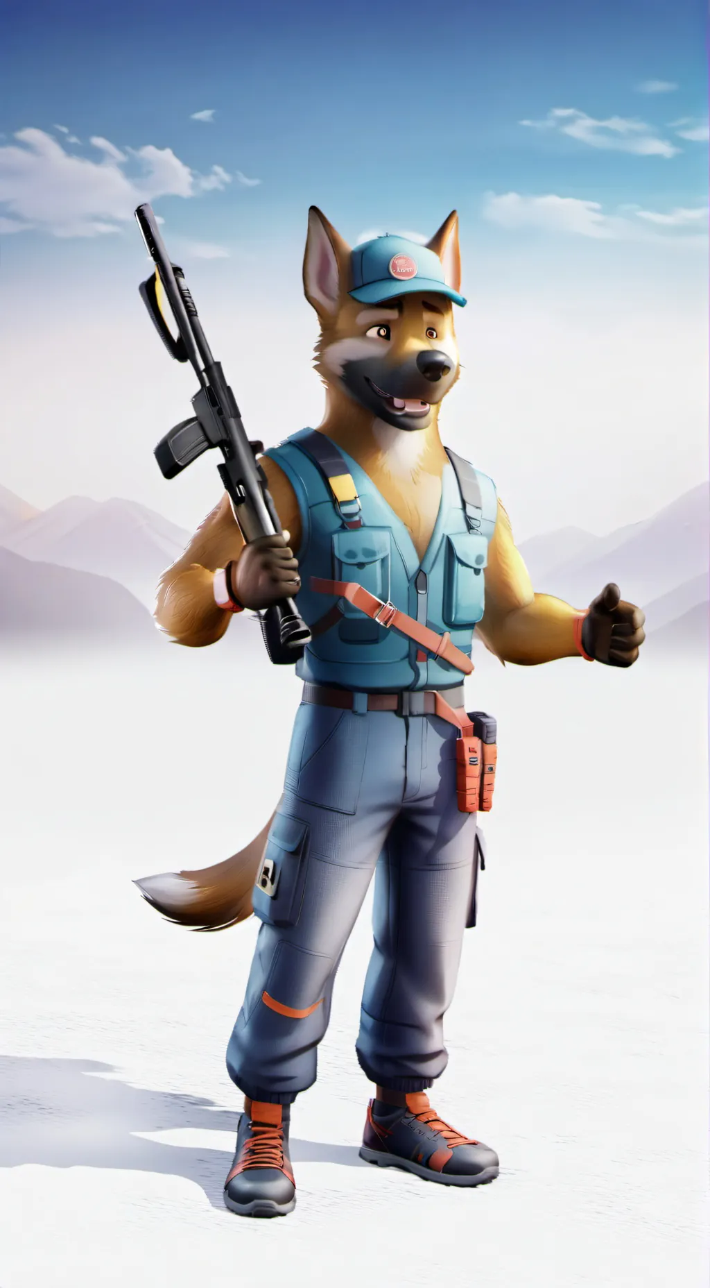 ai character: dog man background