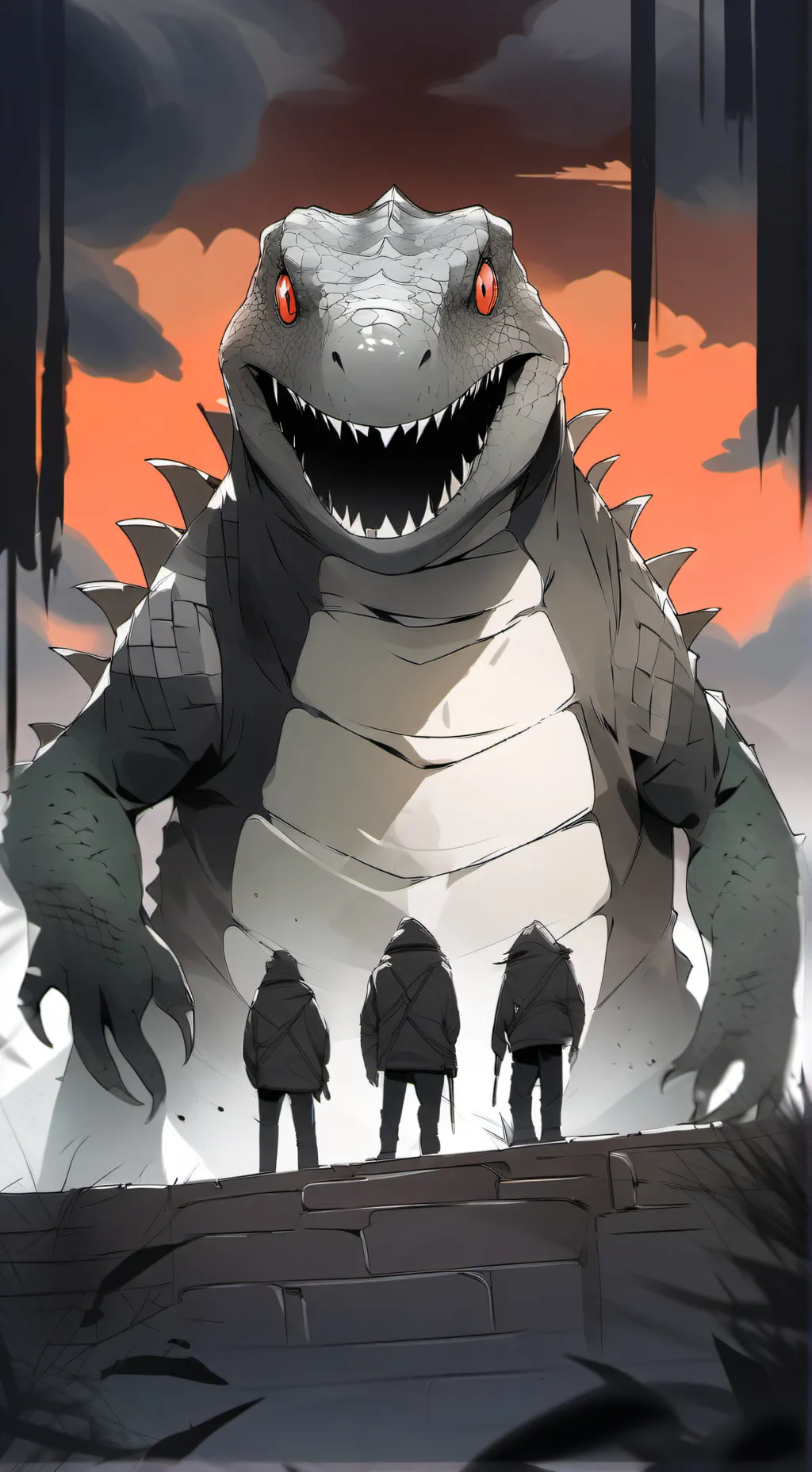 ai character: BLOODBATH GODZILLA background