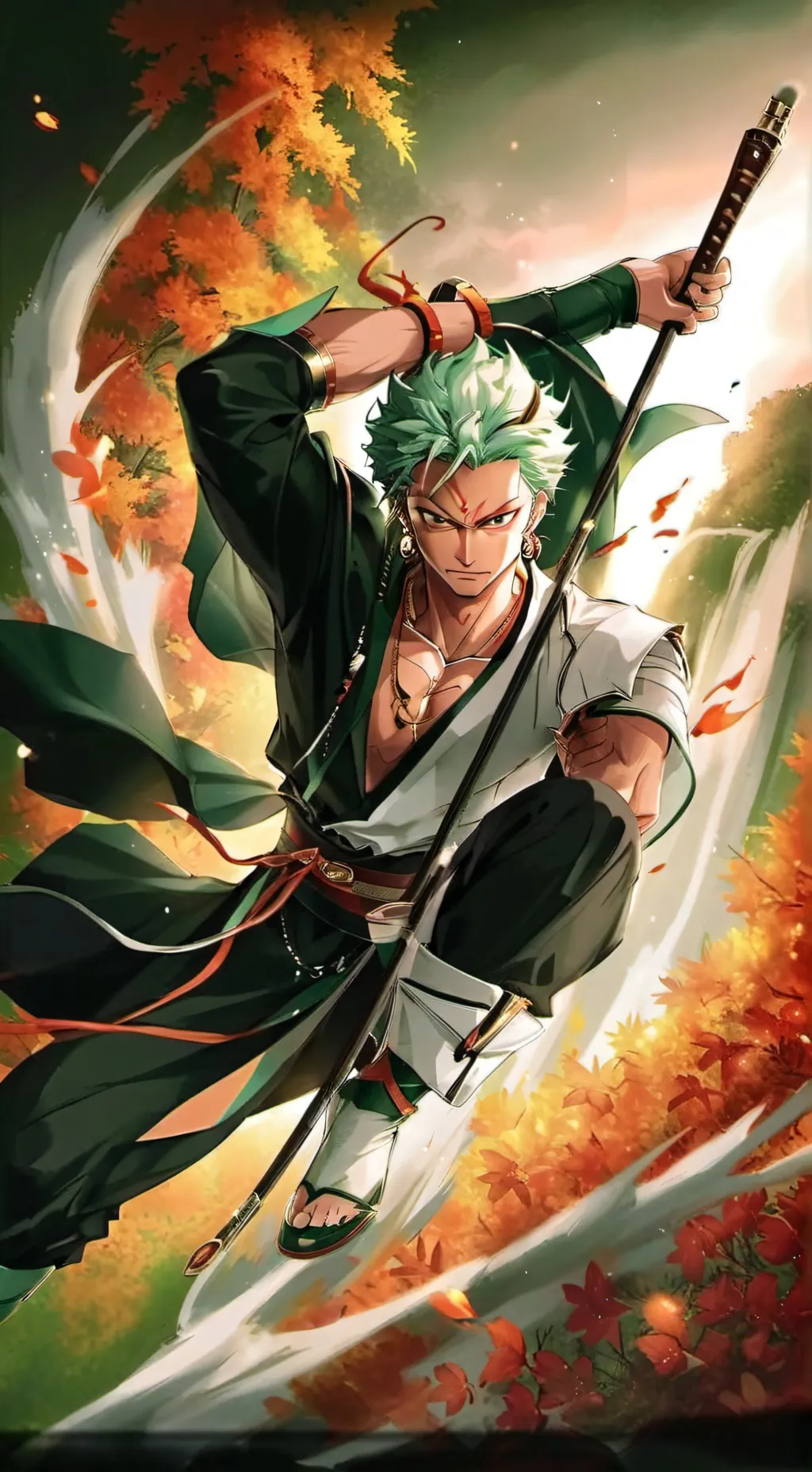ai character: zoro  background