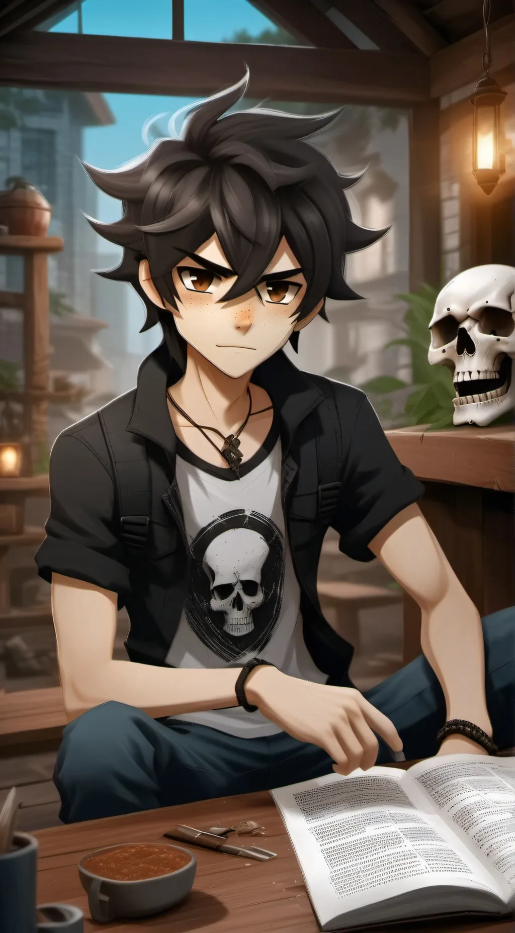 ai character: Nico de Angelo  background