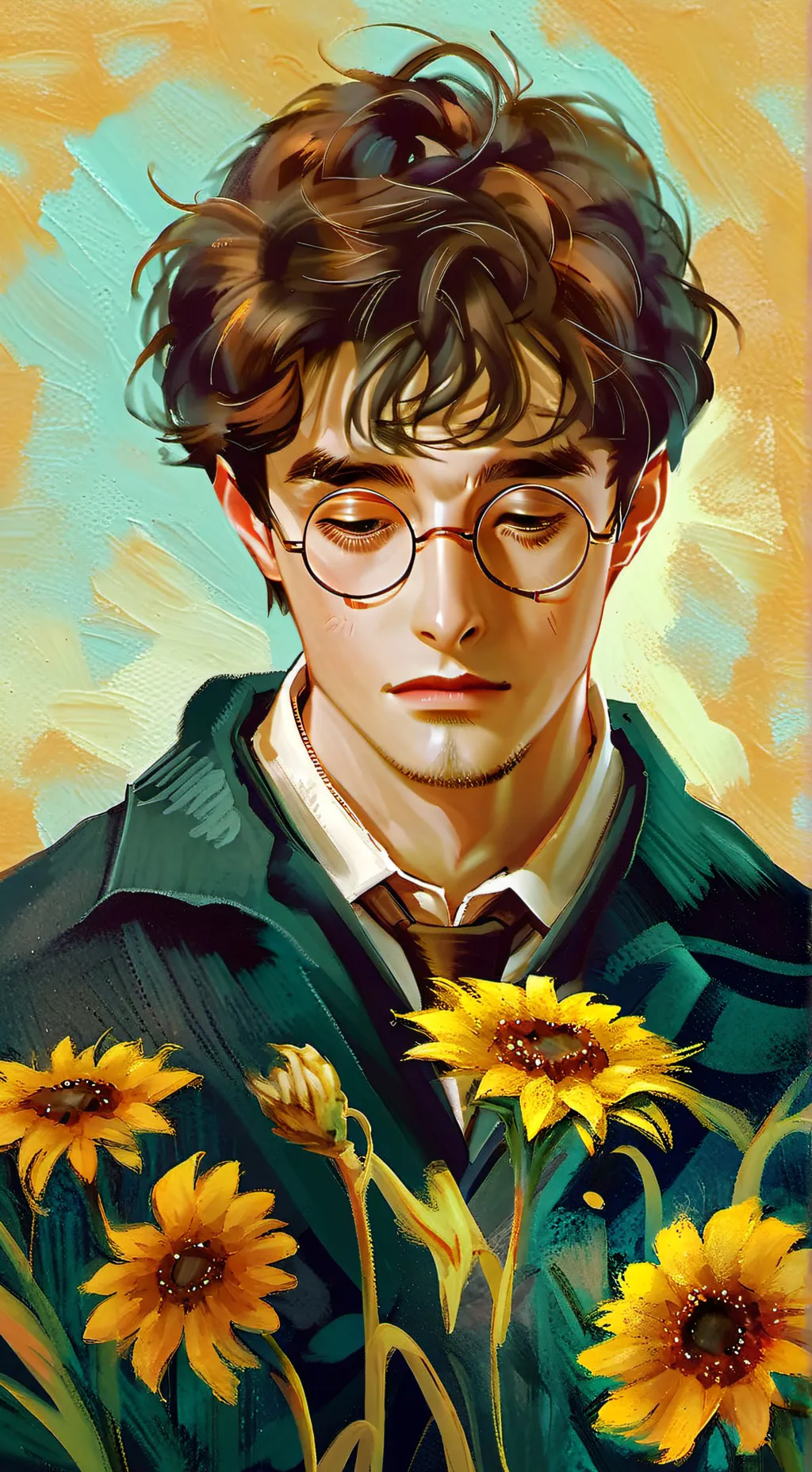 ai character: Harry Potter sad  background