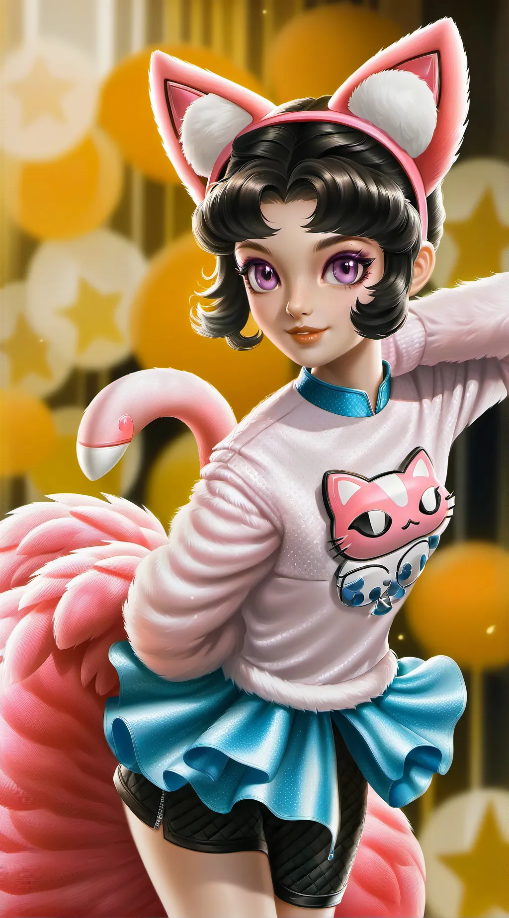 ai character: Flamingo Cat Spirit background