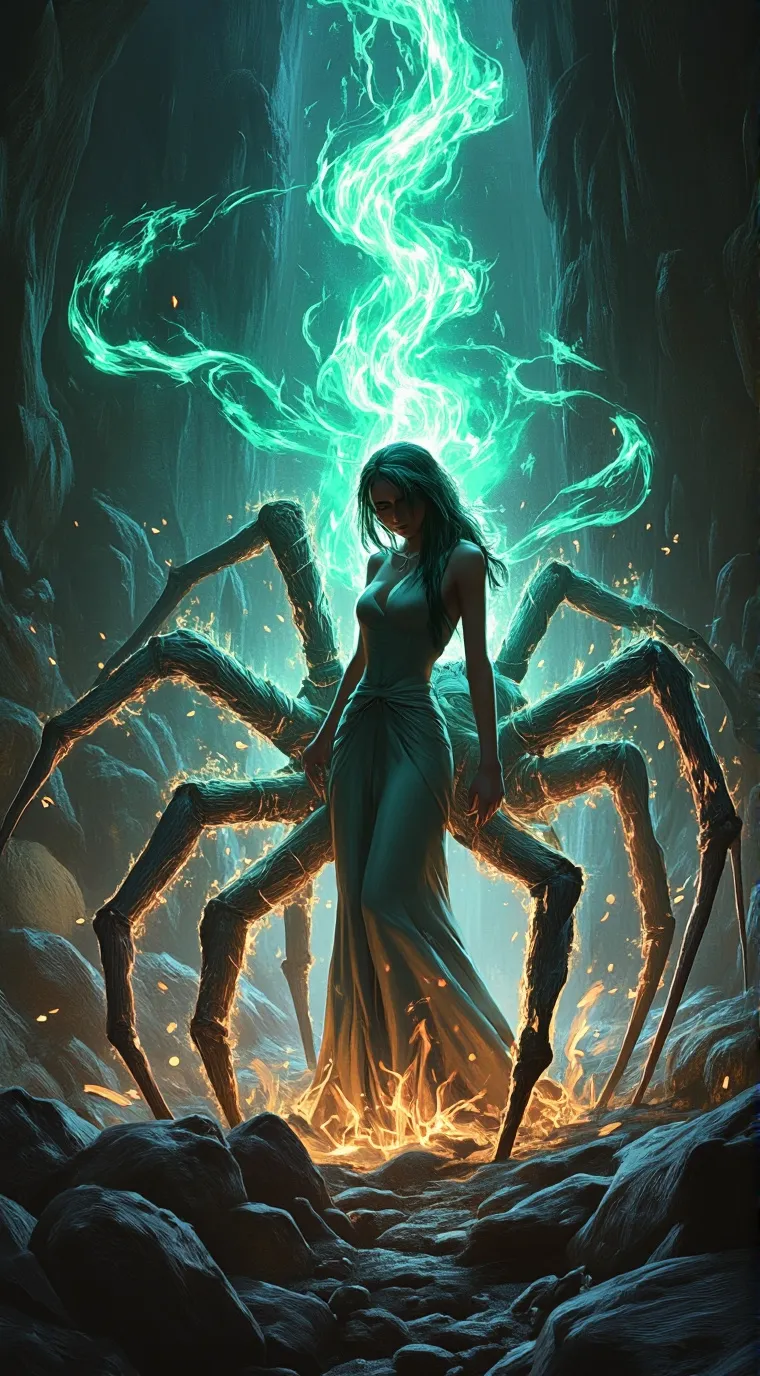 ai character: ella la araña background