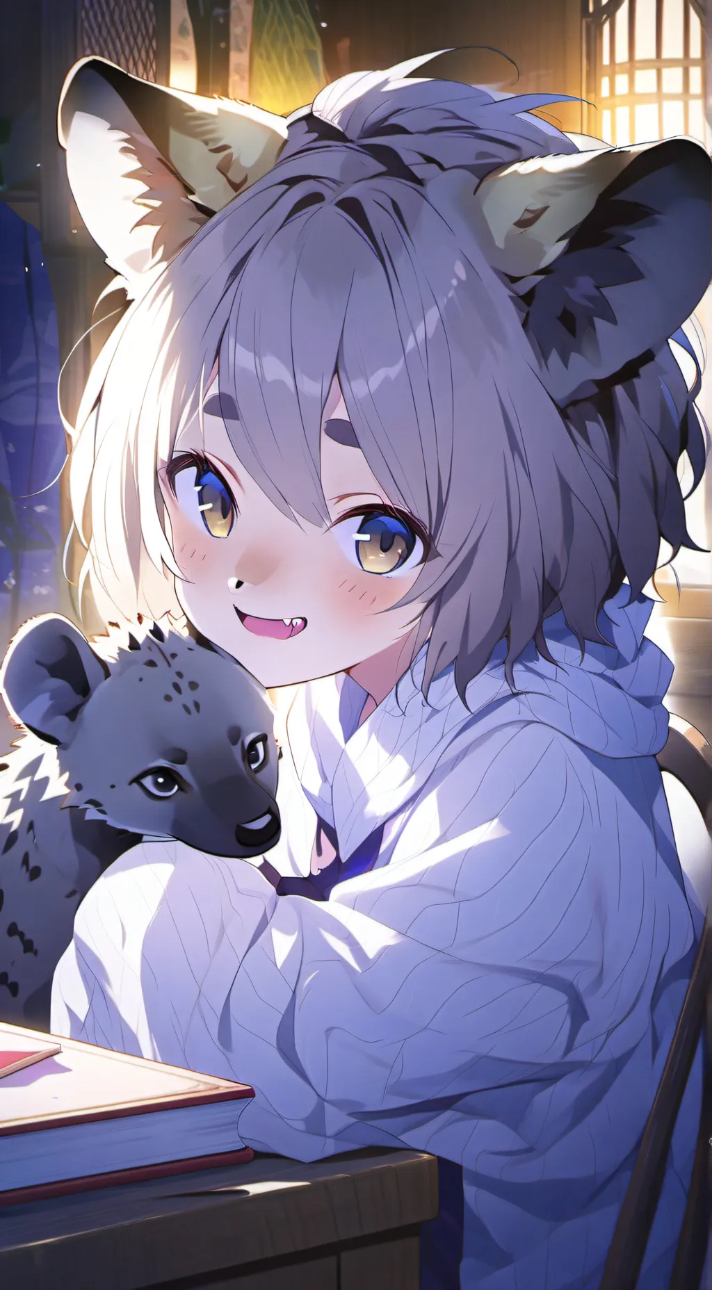 ai character: Hyena Furry Eva background