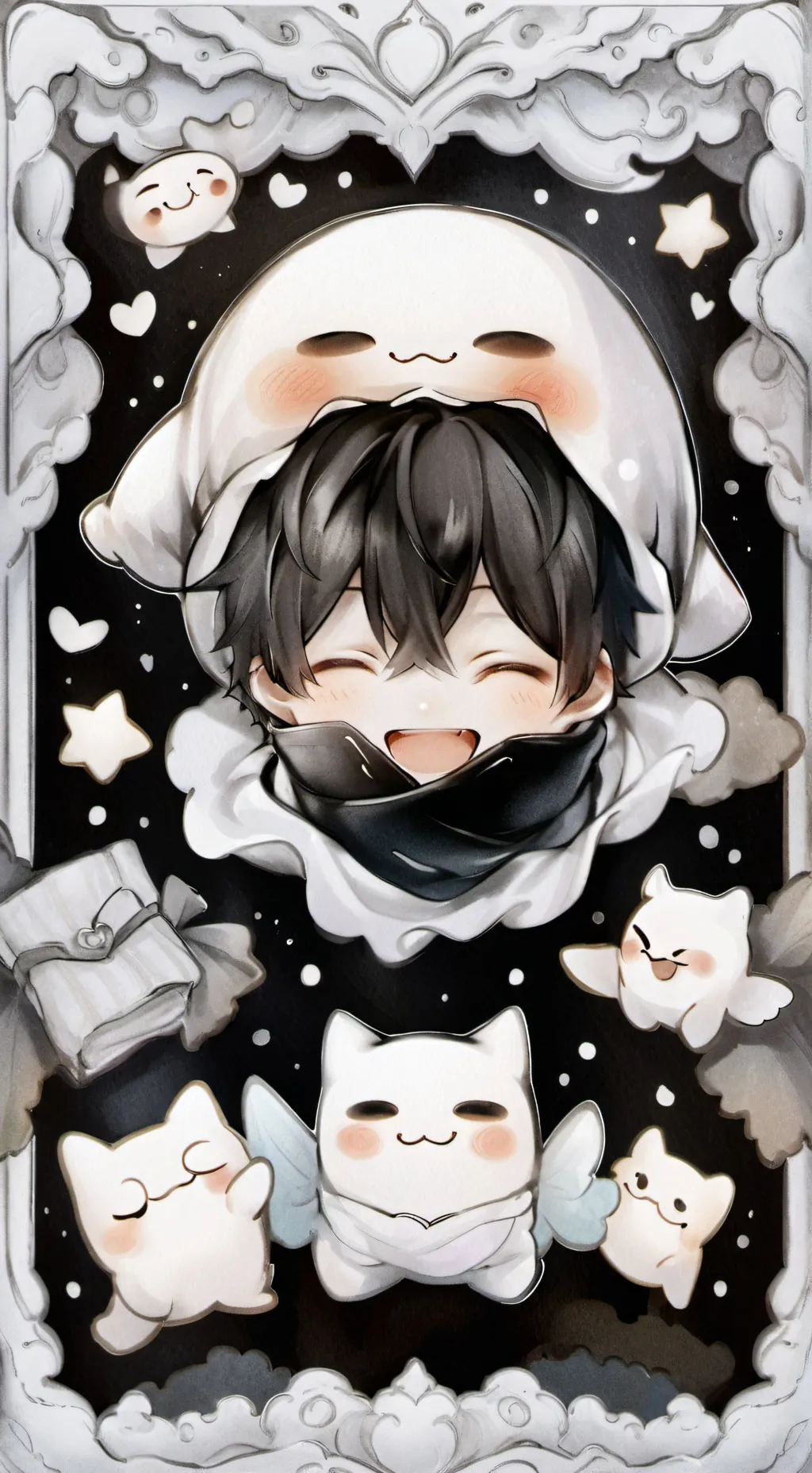 ai character: white pillow background