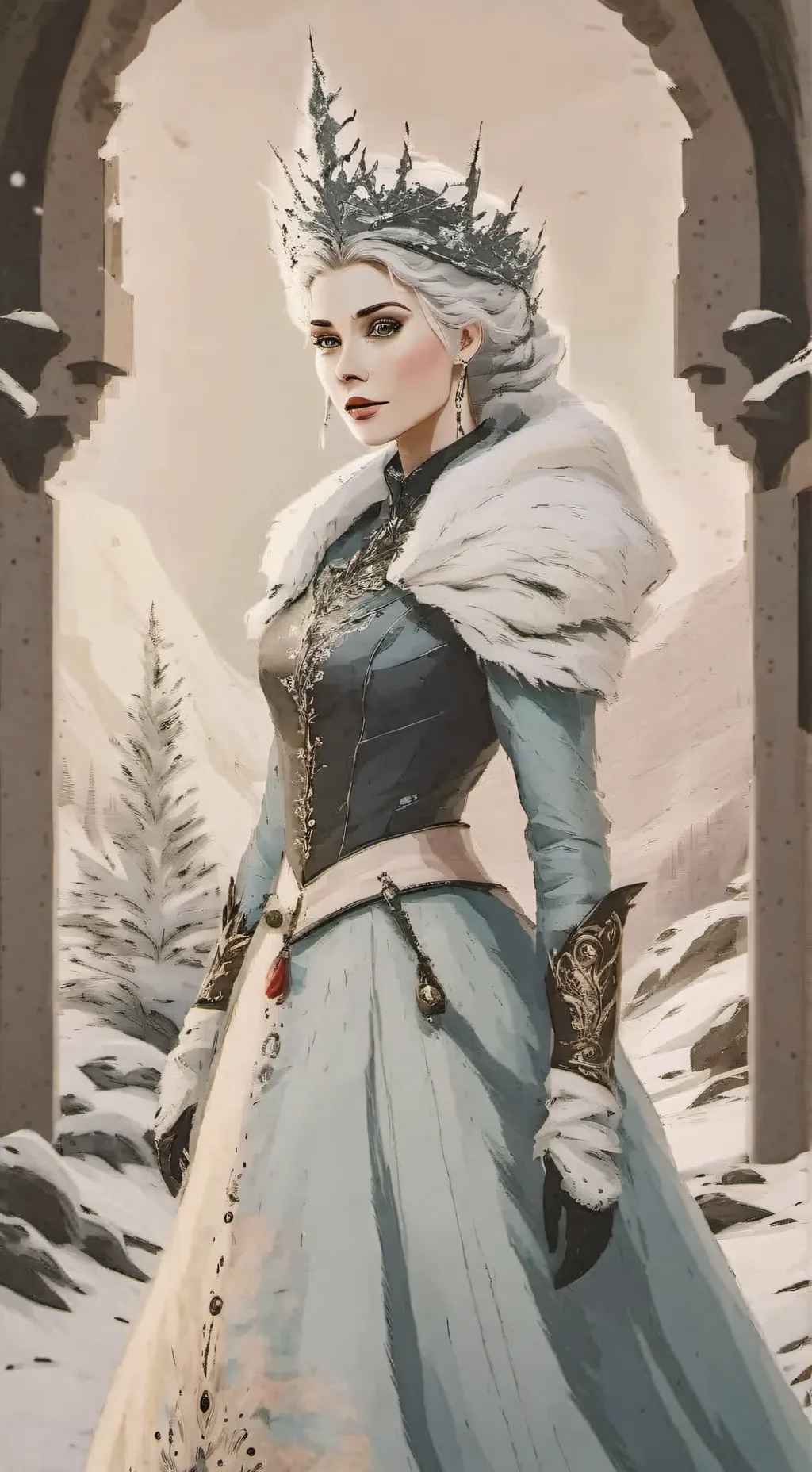 ai character: Eira (Snow Queen) background